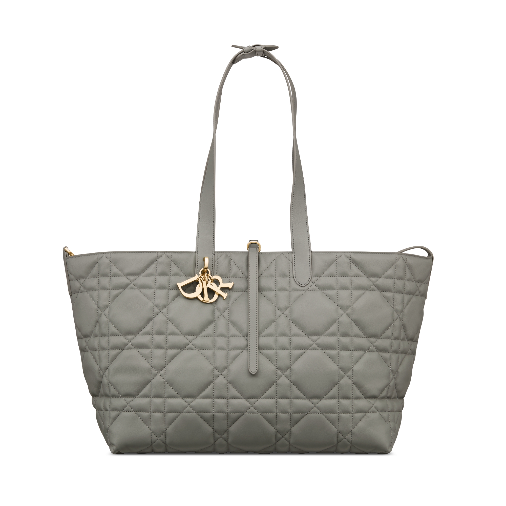 Bolsa Dior Toujours grande Couro de vitelo Macrocannage cinza-pedra E07