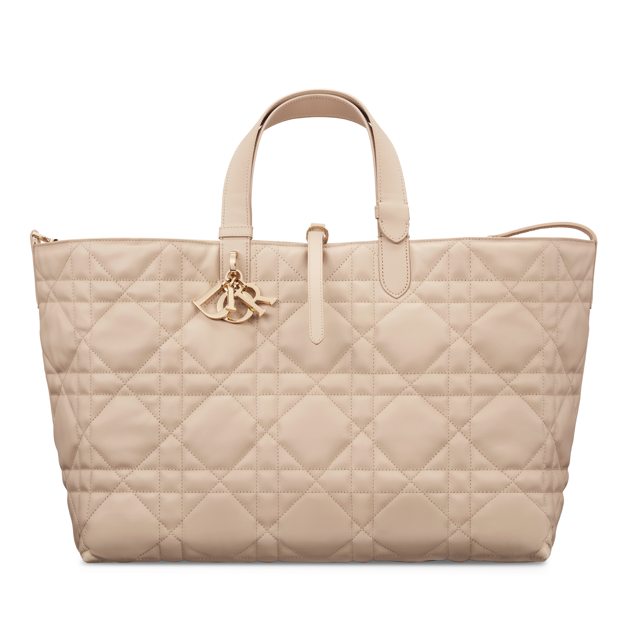 Large Dior Toujours Bag Powder Beige Macrocannage Calfskin E01