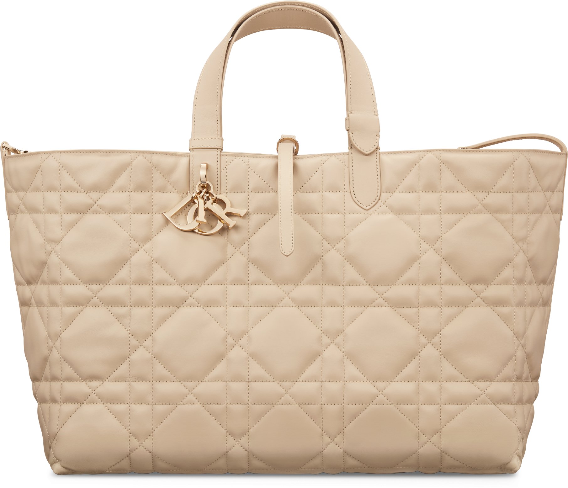Large Dior Toujours Bag Powder Beige Macrocannage Calfskin | DIOR