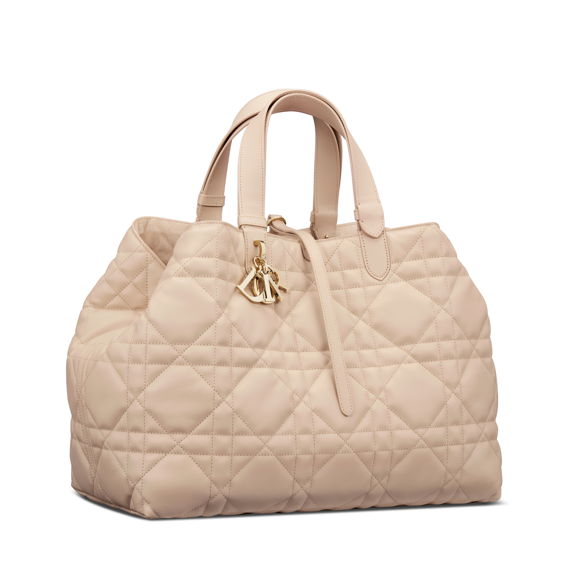 Sac Dior Toujours Large Cuir de veau Macrocannage beige poudre E03
