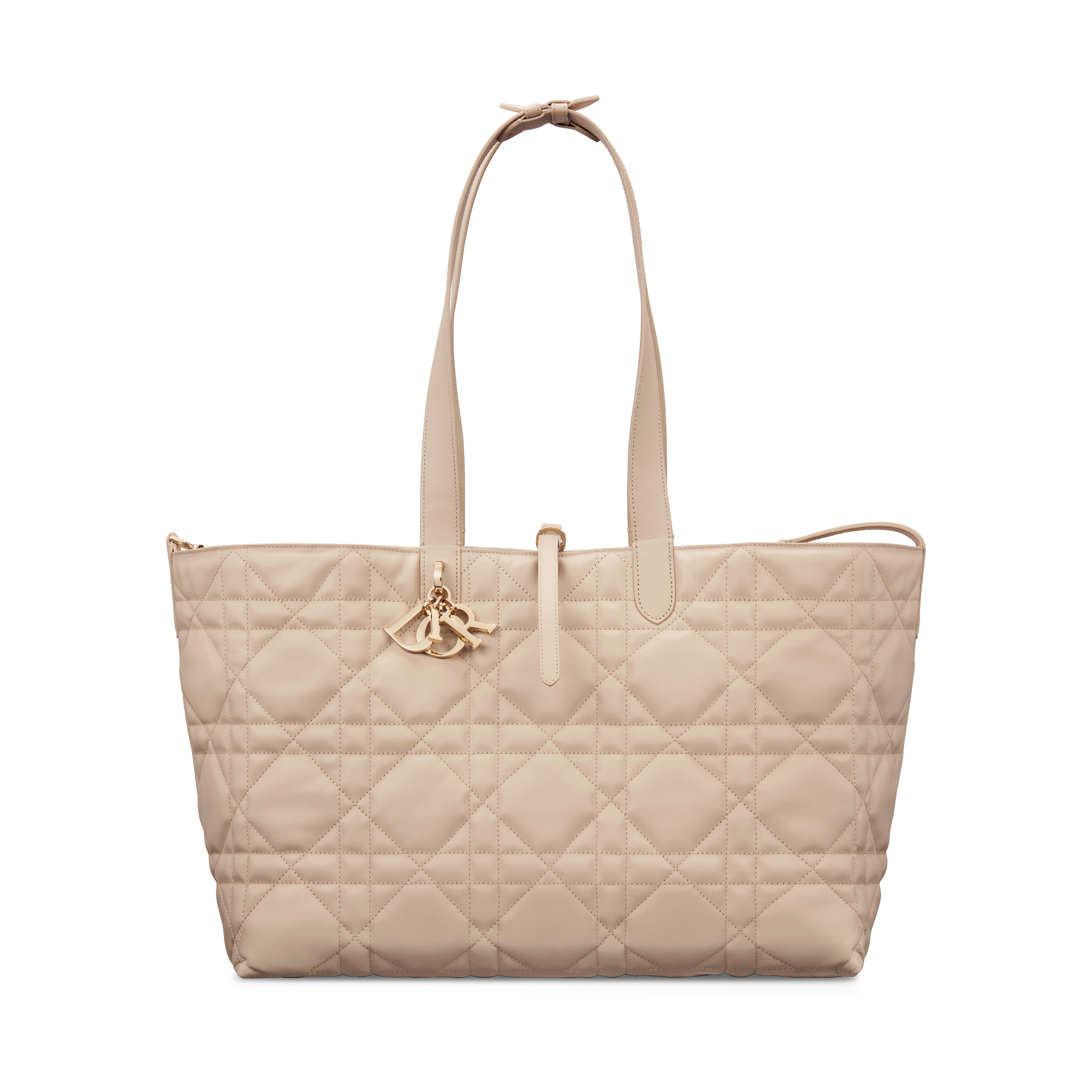 Large Dior Toujours Bag Powder Beige Macrocannage Calfskin E07