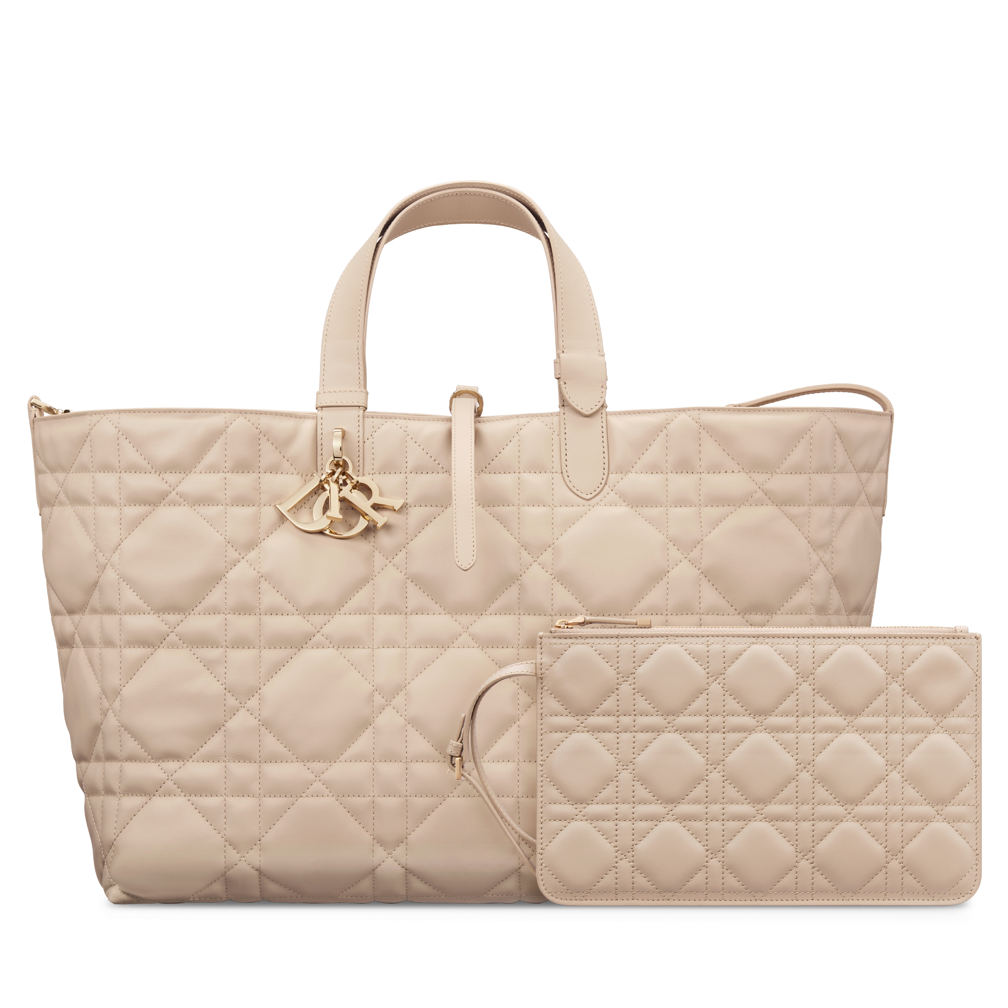 Large Dior Toujours Bag Powder Beige Macrocannage Calfskin E10