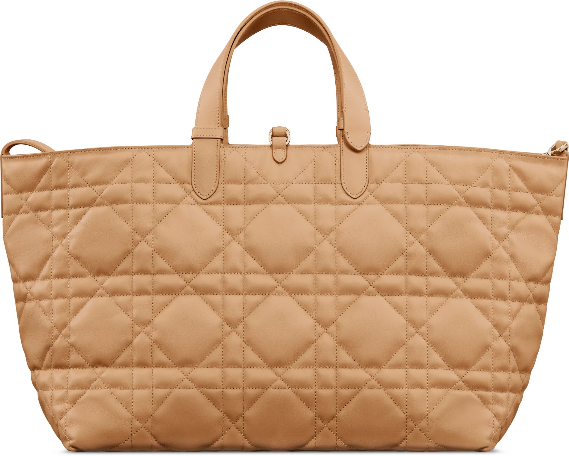 Große Dior Toujours Tasche Macrocannage Kalbsleder in Mittelbraun 