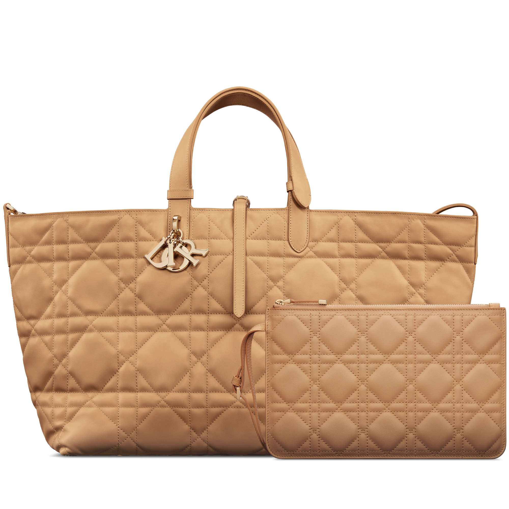 Sac Dior Toujours Large Cuir de veau Macrocannage couleur Medium Tan E10