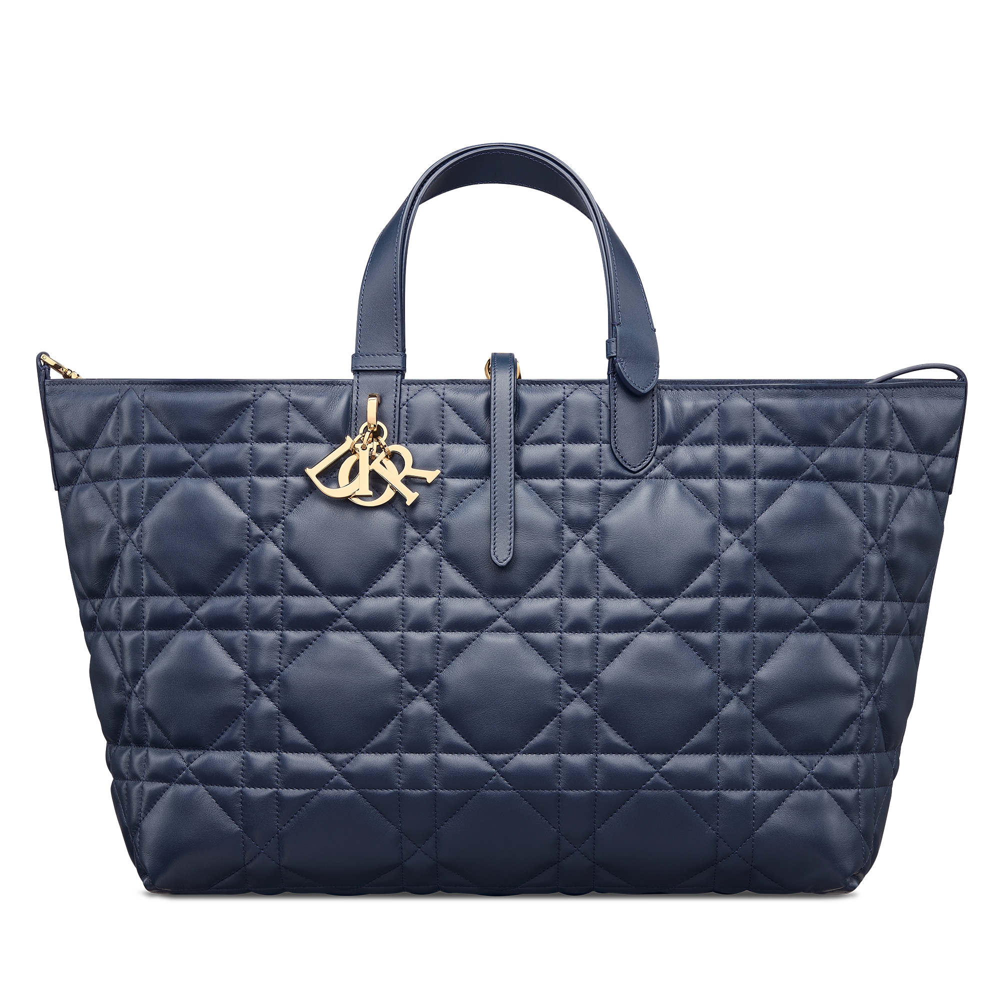 Large Dior Toujours Bag Deep Ocean Blue Macrocannage Calfskin E01