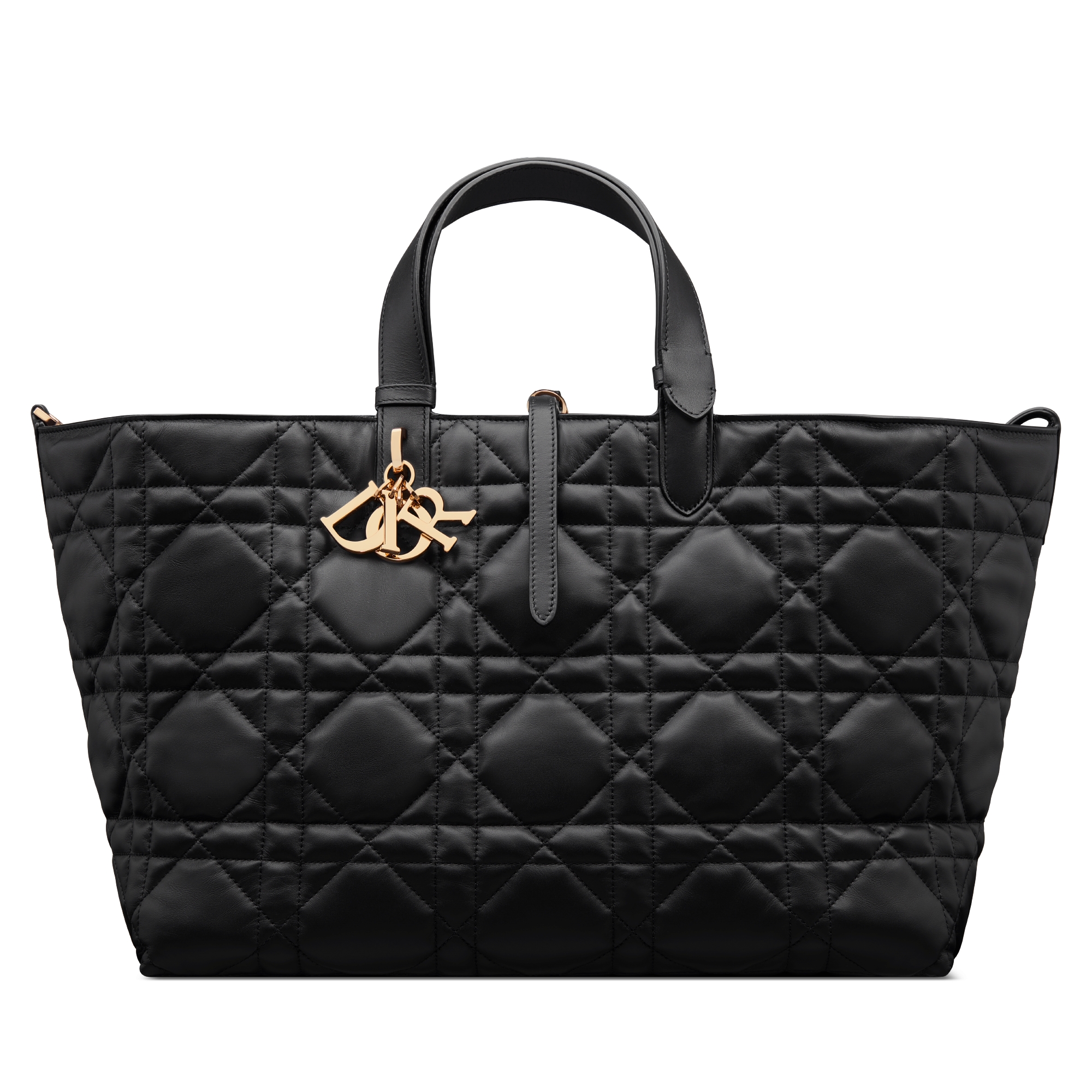 Large Dior Toujours Bag Black Macrocannage Calfskin E01