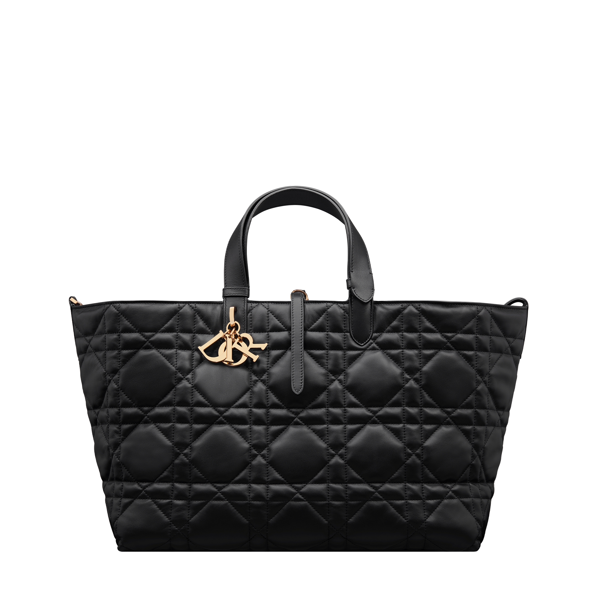 Large Dior Toujours Bag Black Macrocannage Calfskin E01