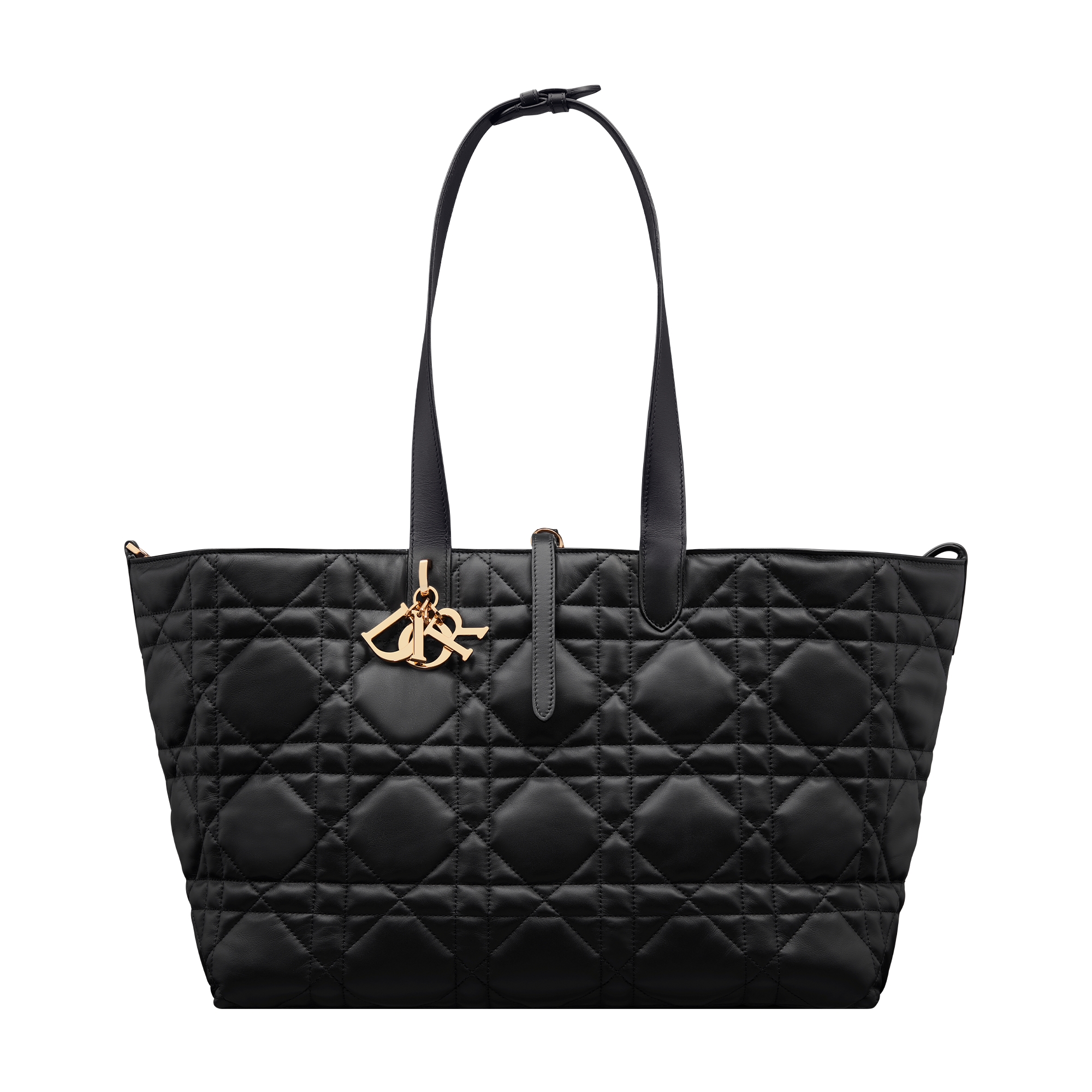 Large Dior Toujours Bag Black Macrocannage Calfskin E07