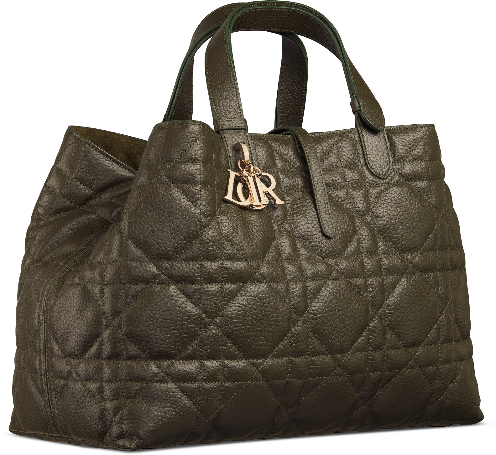 Grote Dior Toujours tas Zwart generfd kalfsleer met Macrocannage motief DIOR
