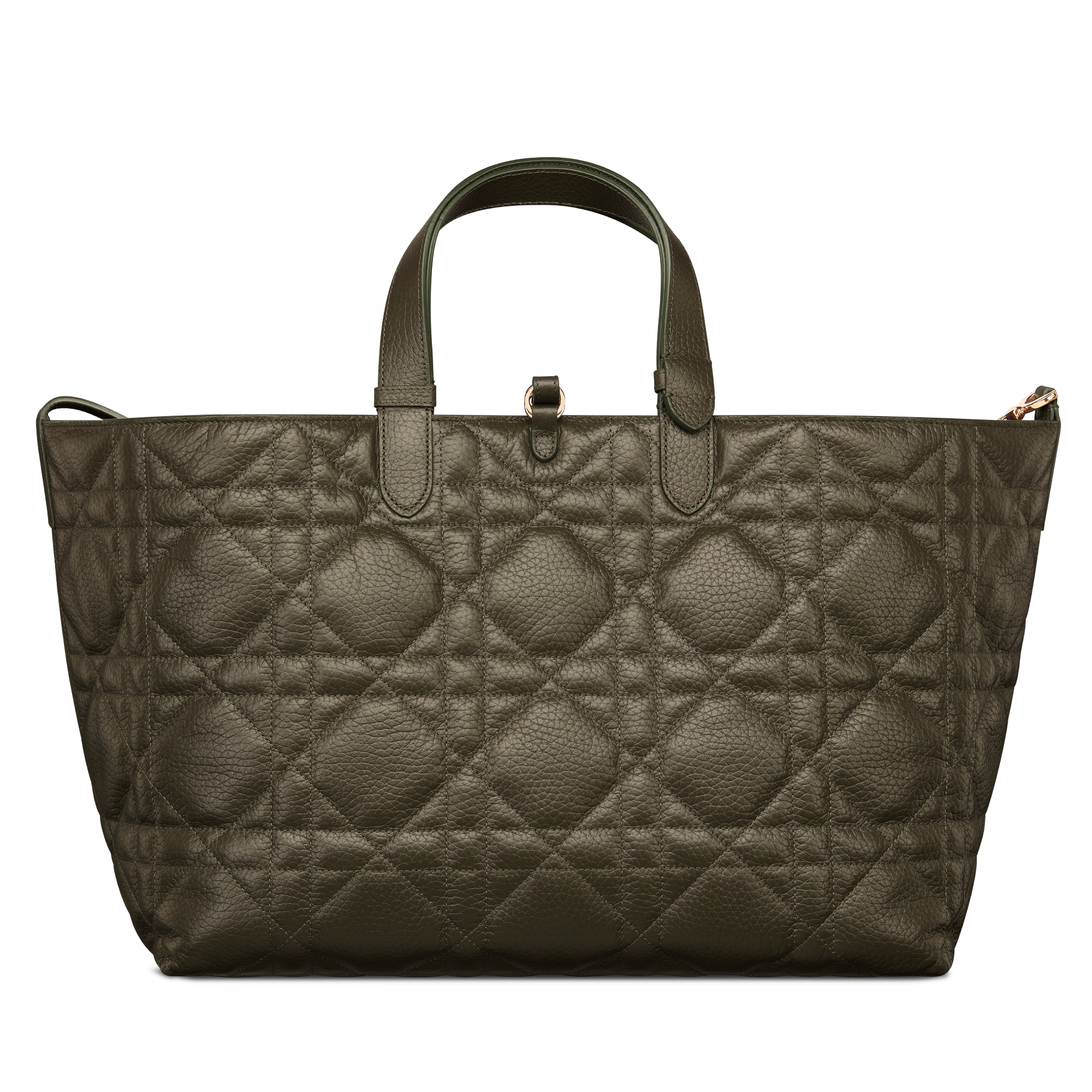 Large Dior Toujours Bag Khaki Macrocannage Grained Calfskin E08