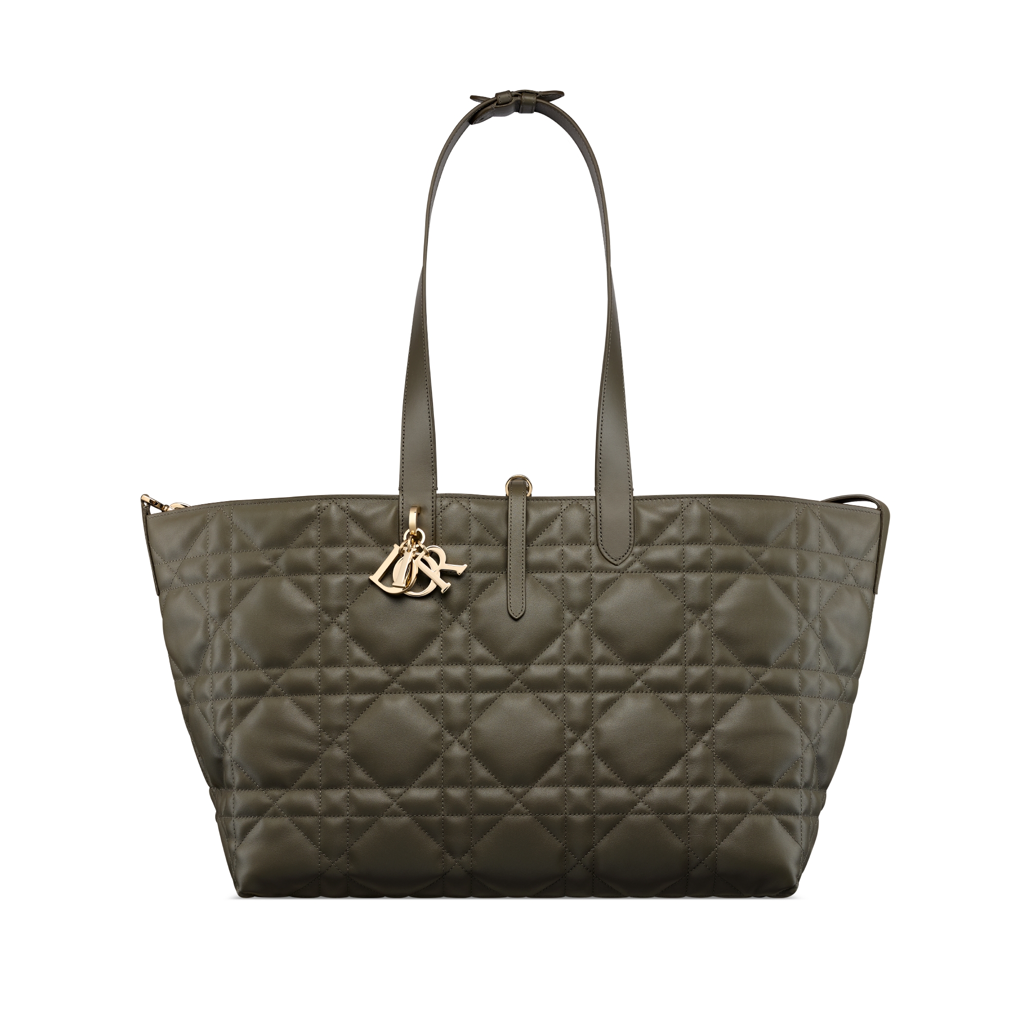 Sac Dior Toujours Large Cuir de veau Macrocannage couleur Dark Fango E07