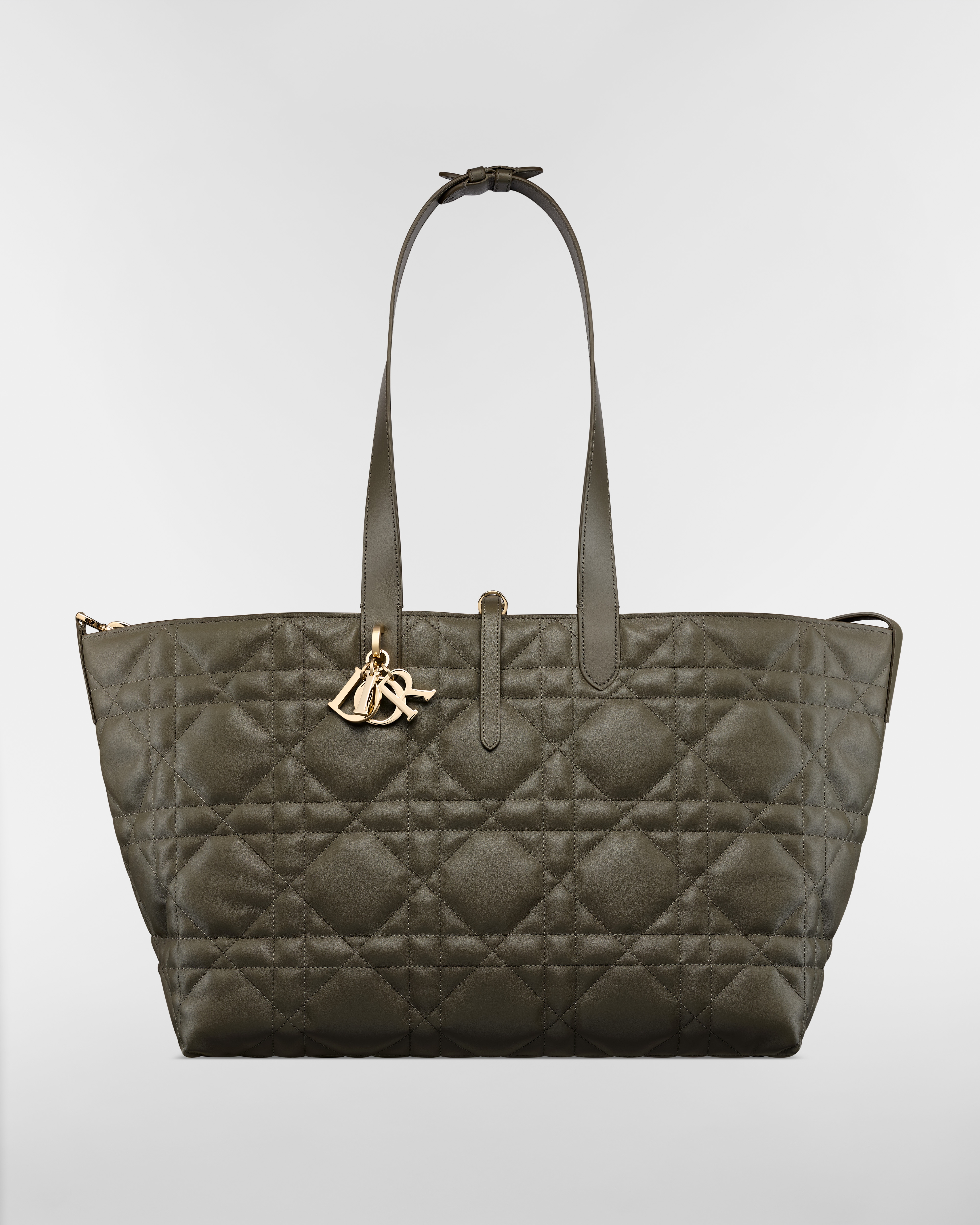 Bolsa Dior Toujours grande Couro de vitelo Macrocannage castanho-acinzentado-oliva E07