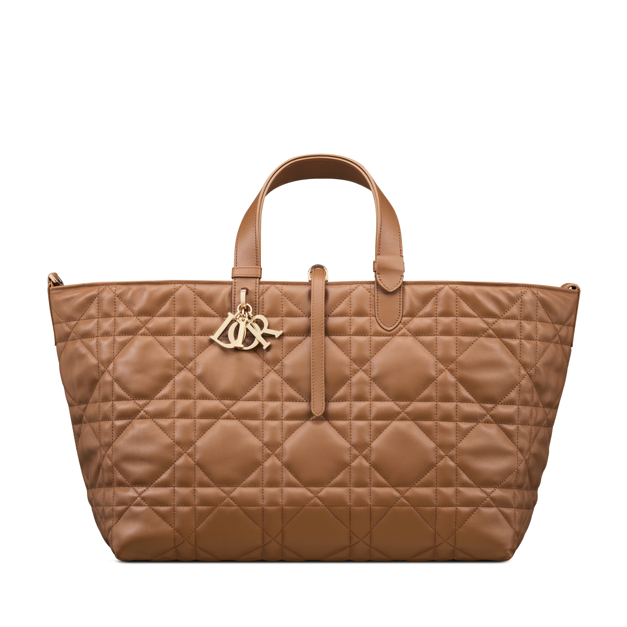 Large Dior Toujours Bag Camel Macrocannage Calfskin E01