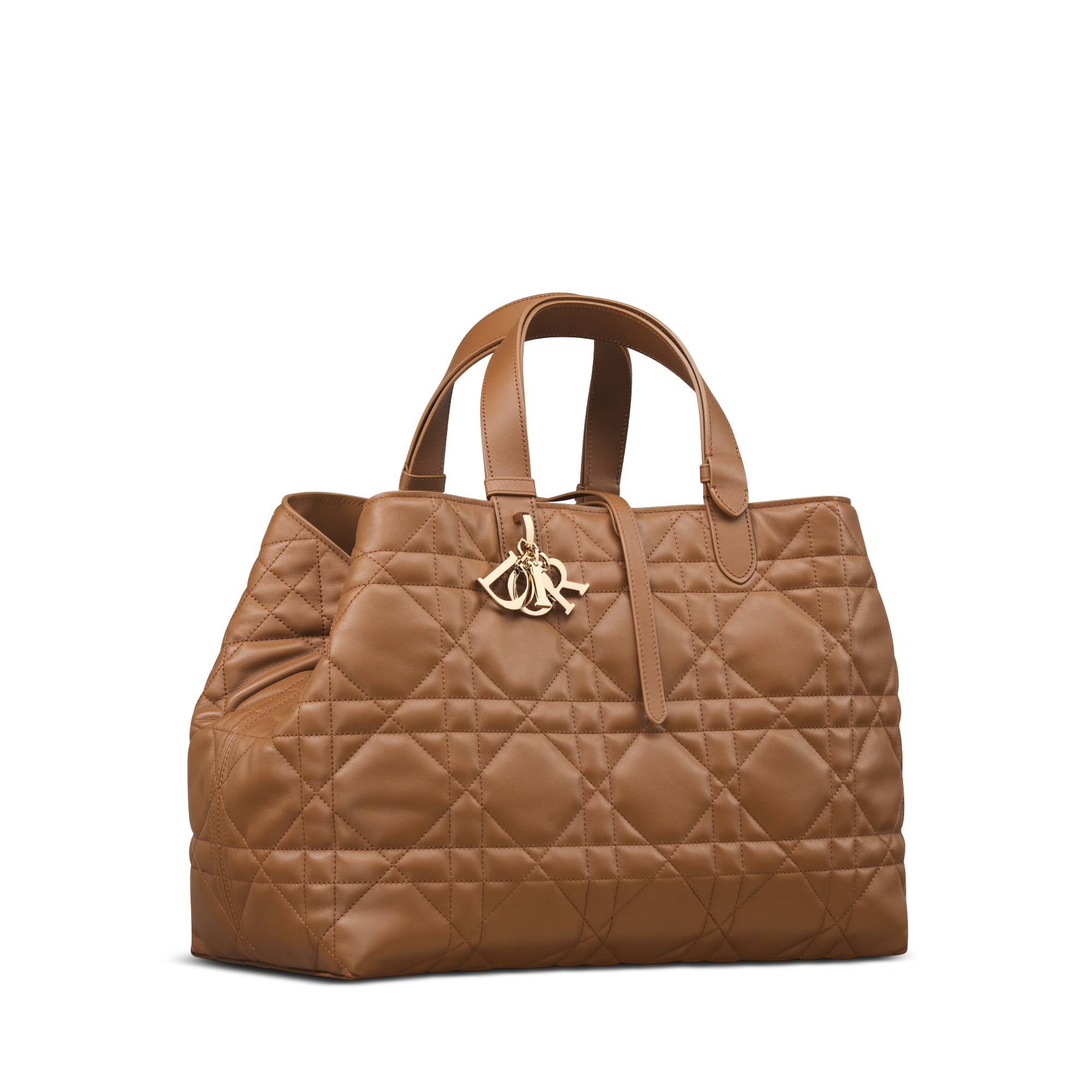 Large Dior Toujours Bag Camel Macrocannage Calfskin E03