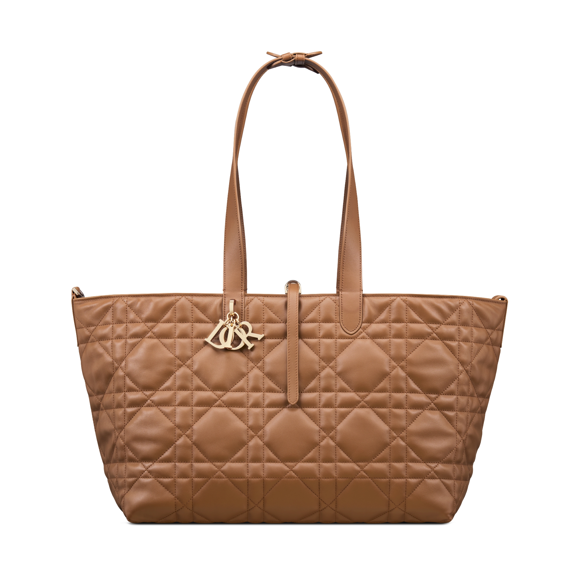 Large Dior Toujours Bag Camel Macrocannage Calfskin E07