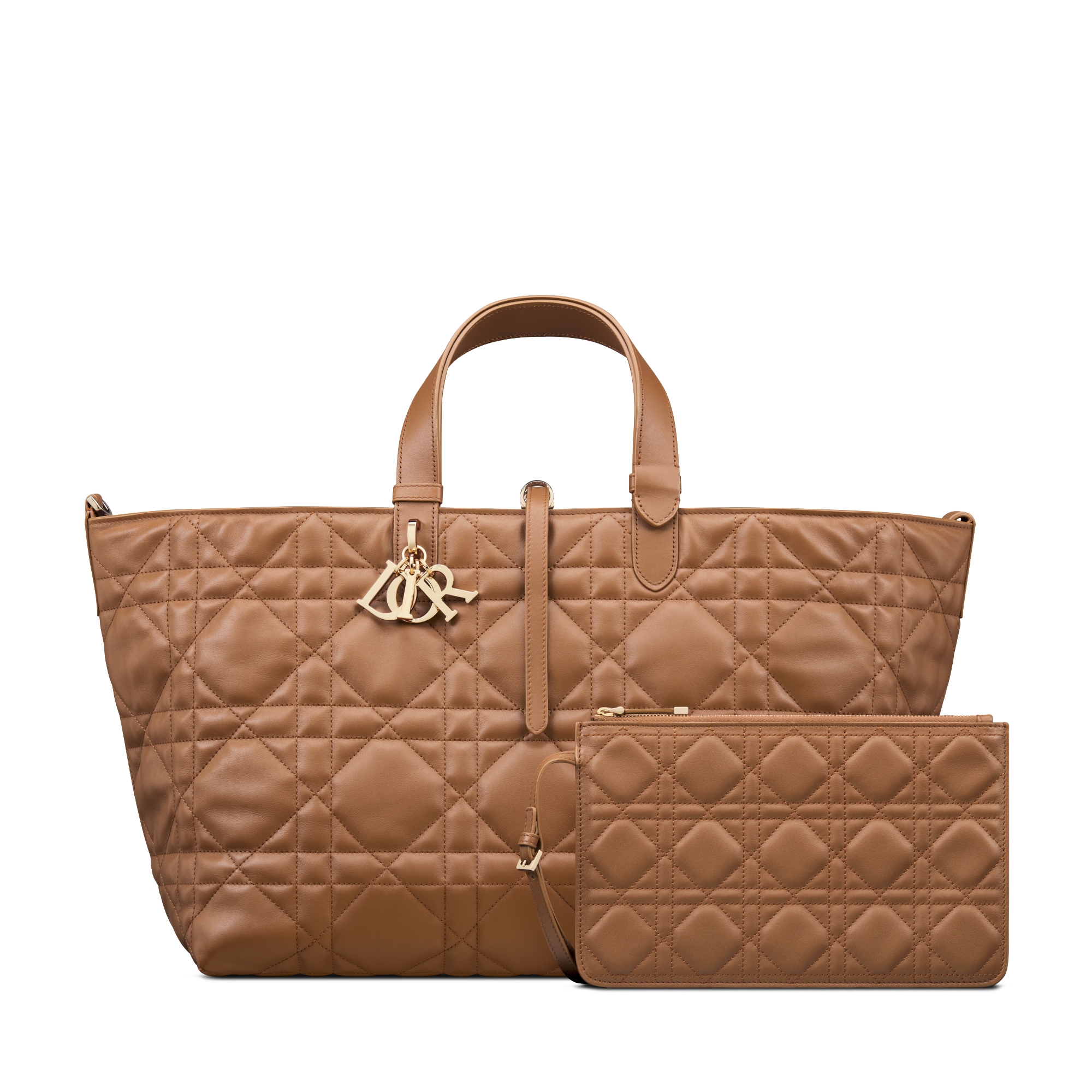 Large Dior Toujours Bag Camel Macrocannage Calfskin E10