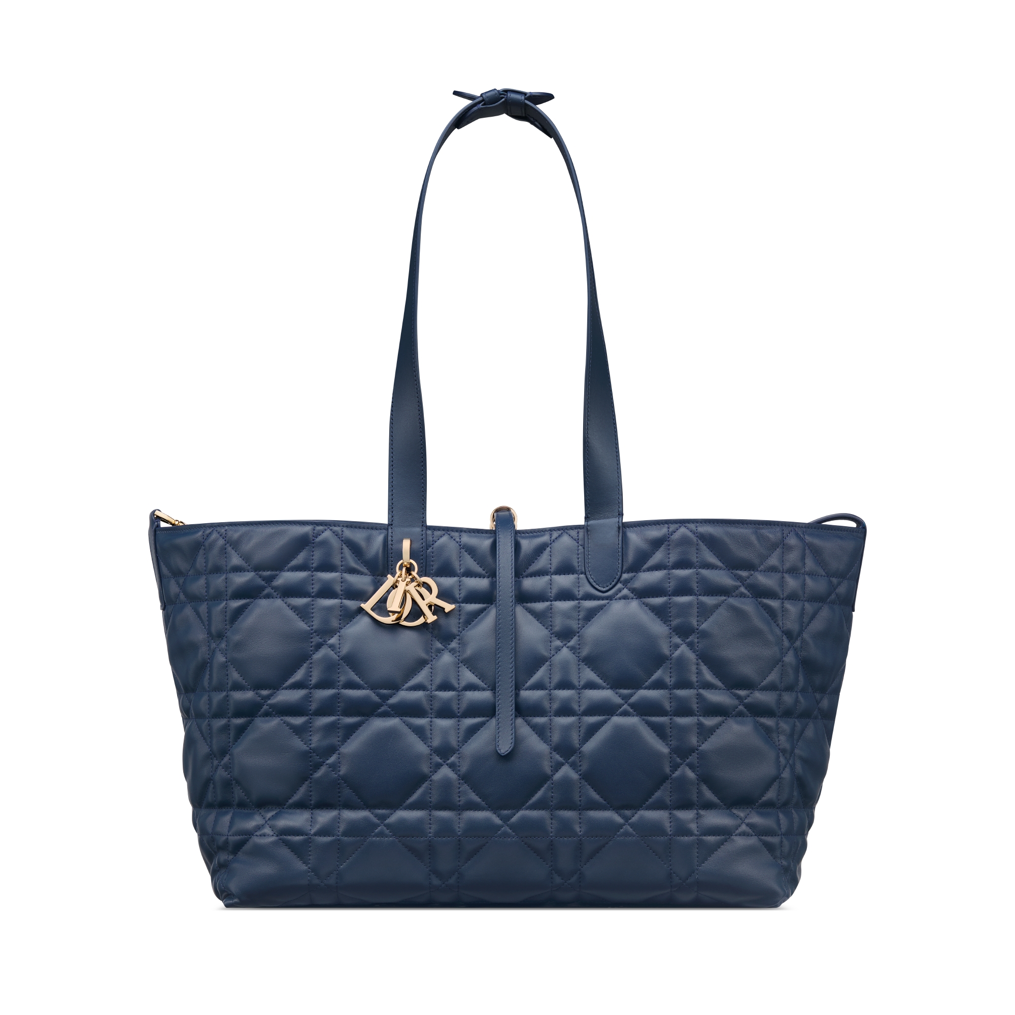 Large Dior Toujours Bag Deep Ocean Blue Macrocannage Calfskin E07