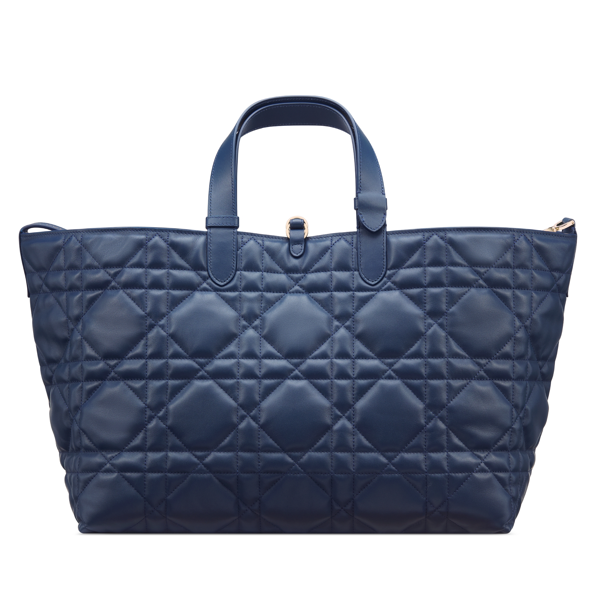 Large Dior Toujours Bag Deep Ocean Blue Macrocannage Calfskin E08