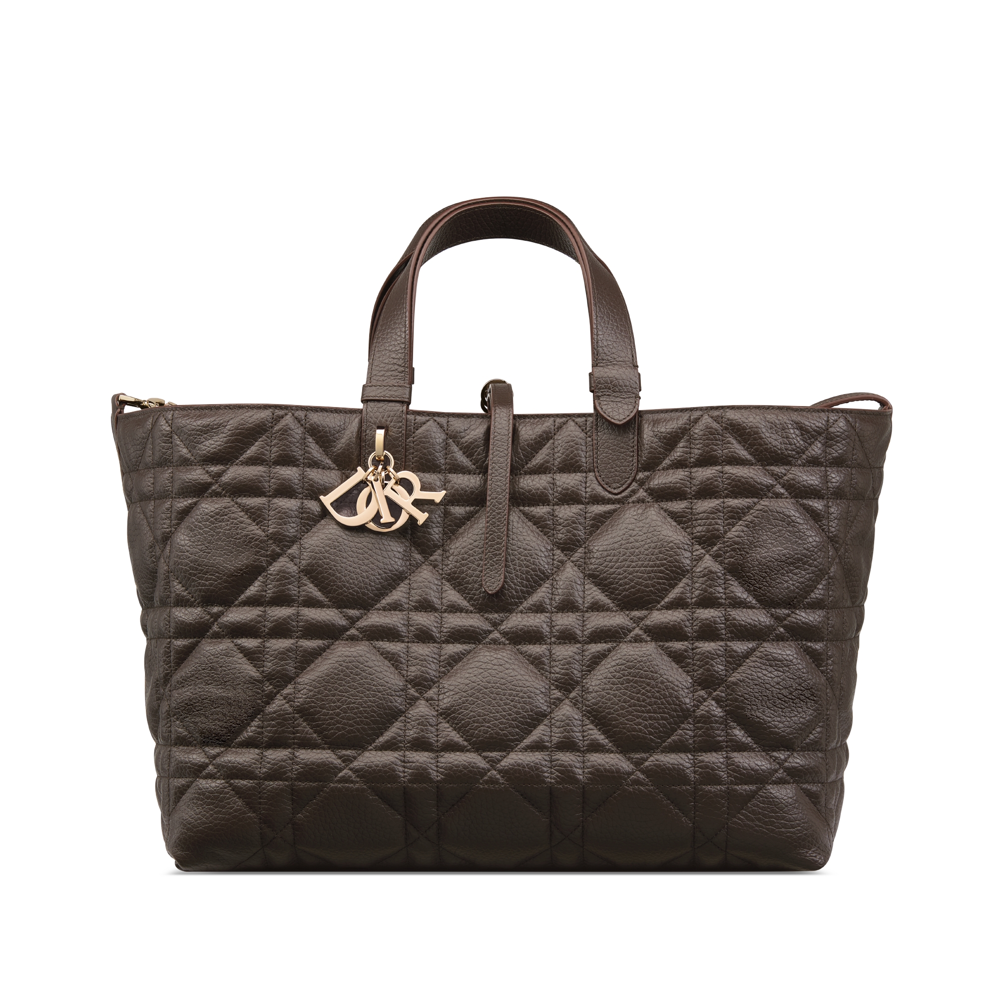 Large Dior Toujours Bag Dark Chocolate Brown Macrocannage Grained Calfskin E01