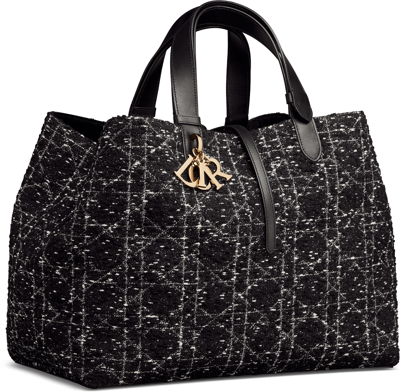 Sac Dior Toujours Large Tweed noir a motif Cannage DIOR