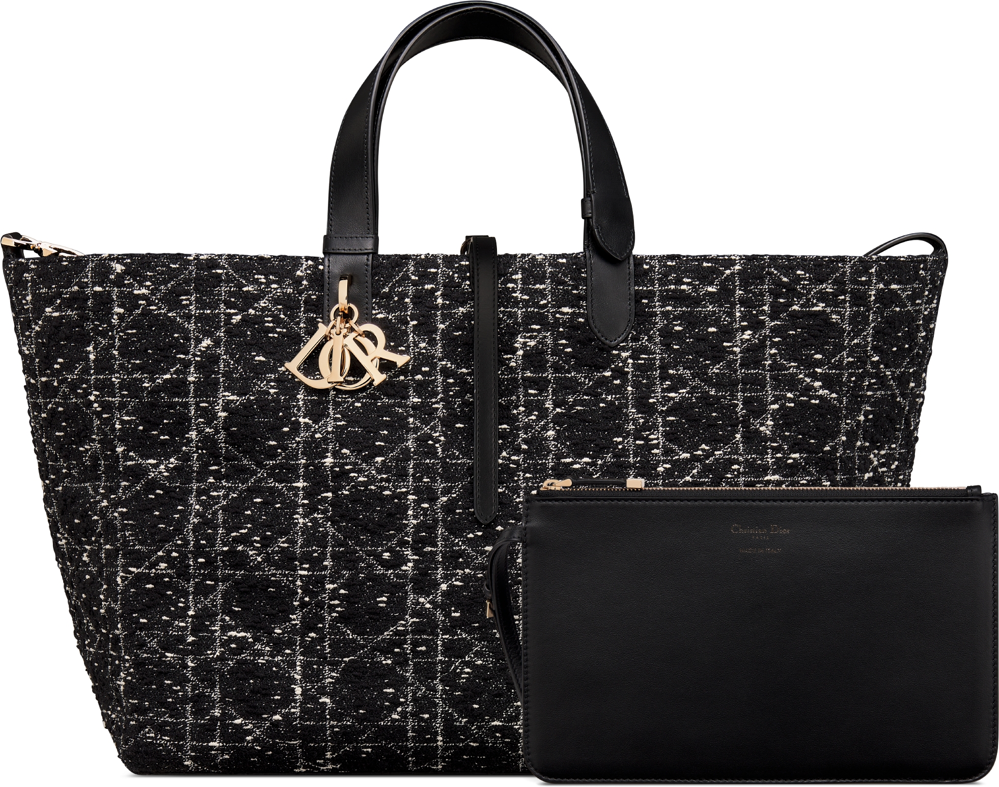 Bolso grande Dior Toujours Tweed Cannage negro DIOR