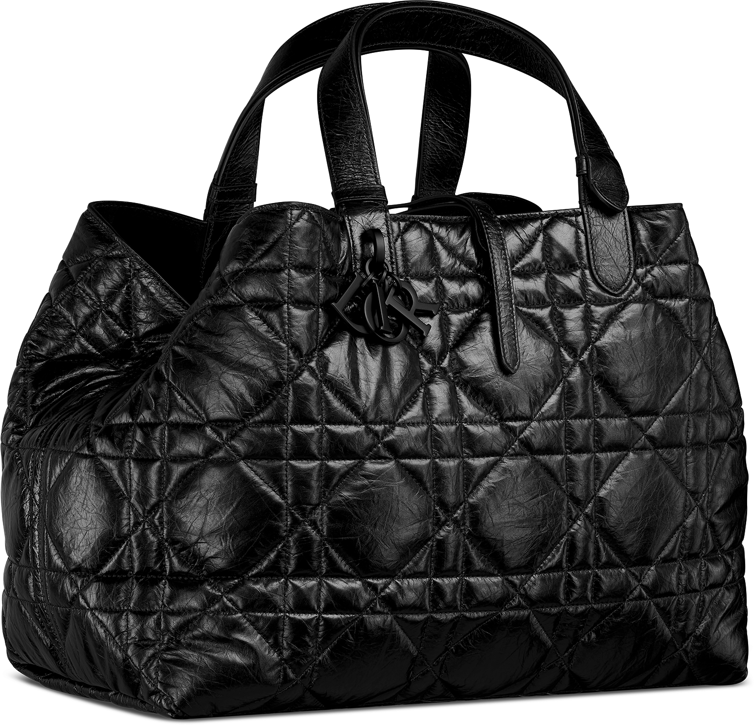 Large Dior Toujours Bag Black Macrocannage Crinkled Calfskin DIOR