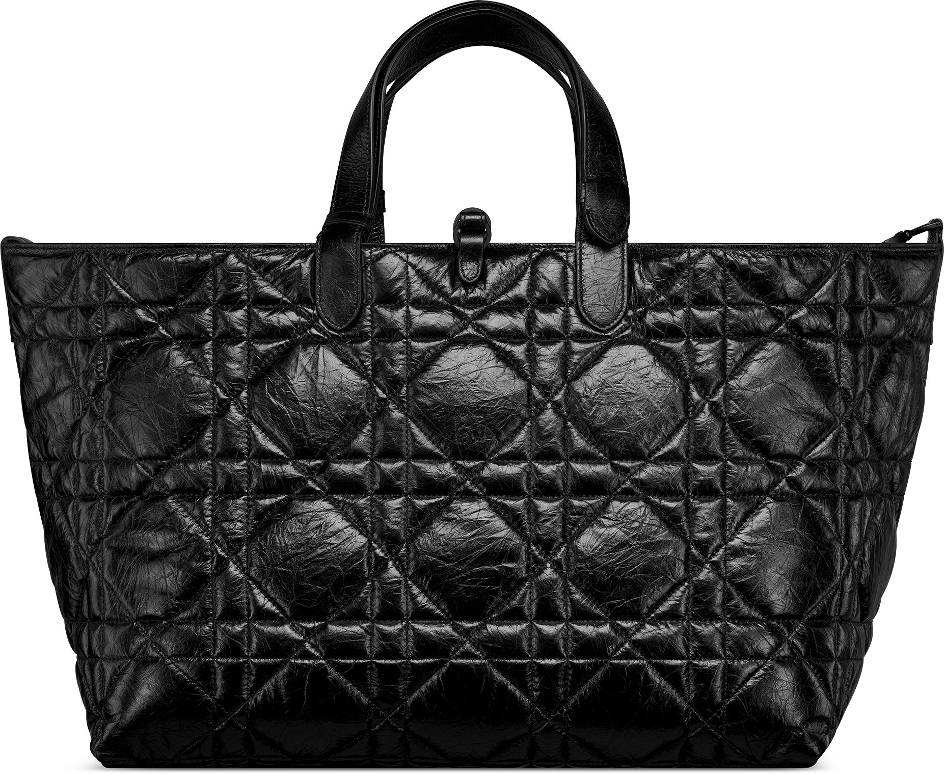Large Dior Toujours Bag Black Macrocannage Crinkled Calfskin | DIOR