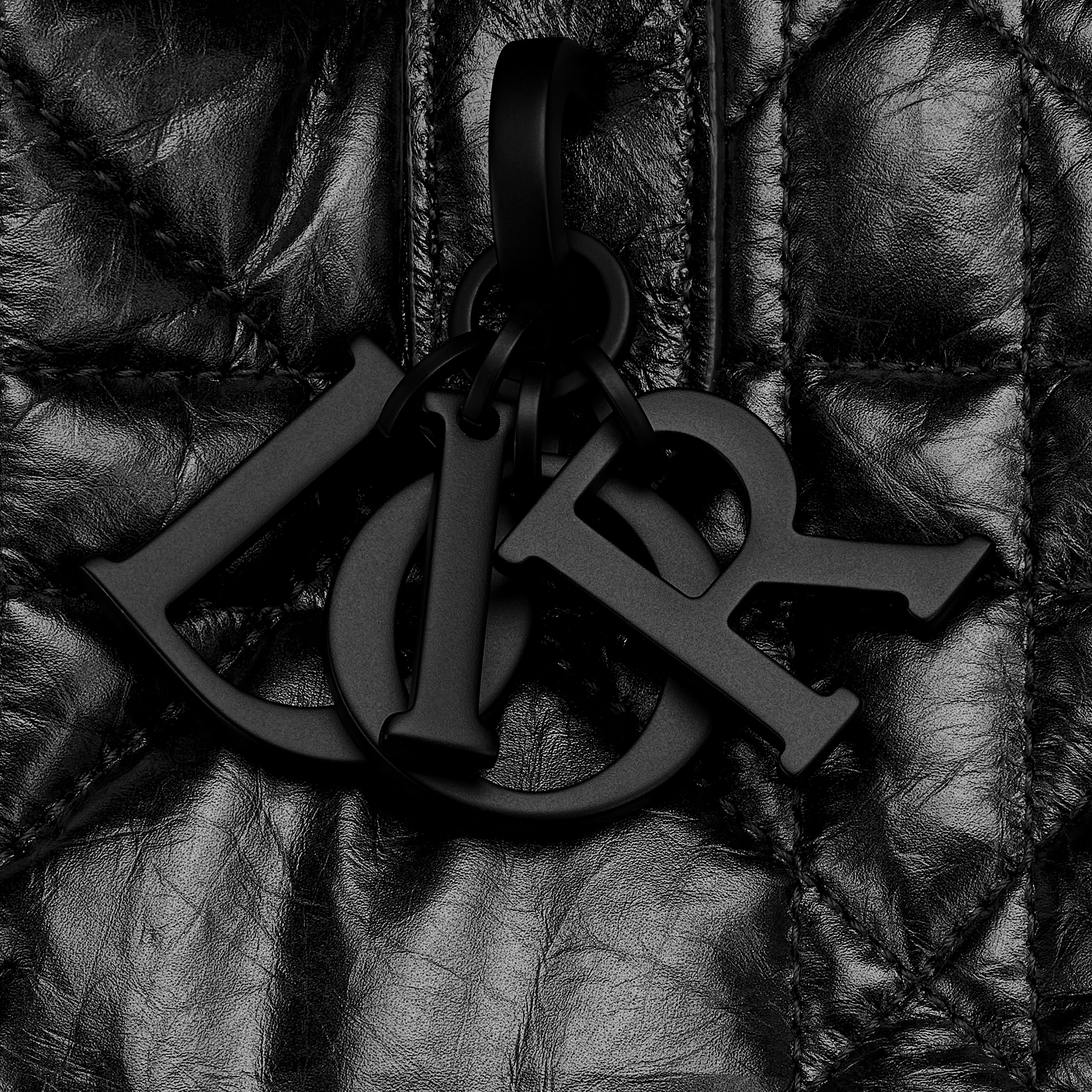 Large Dior Toujours Bag Black Macrocannage Crinkled Calfskin E09