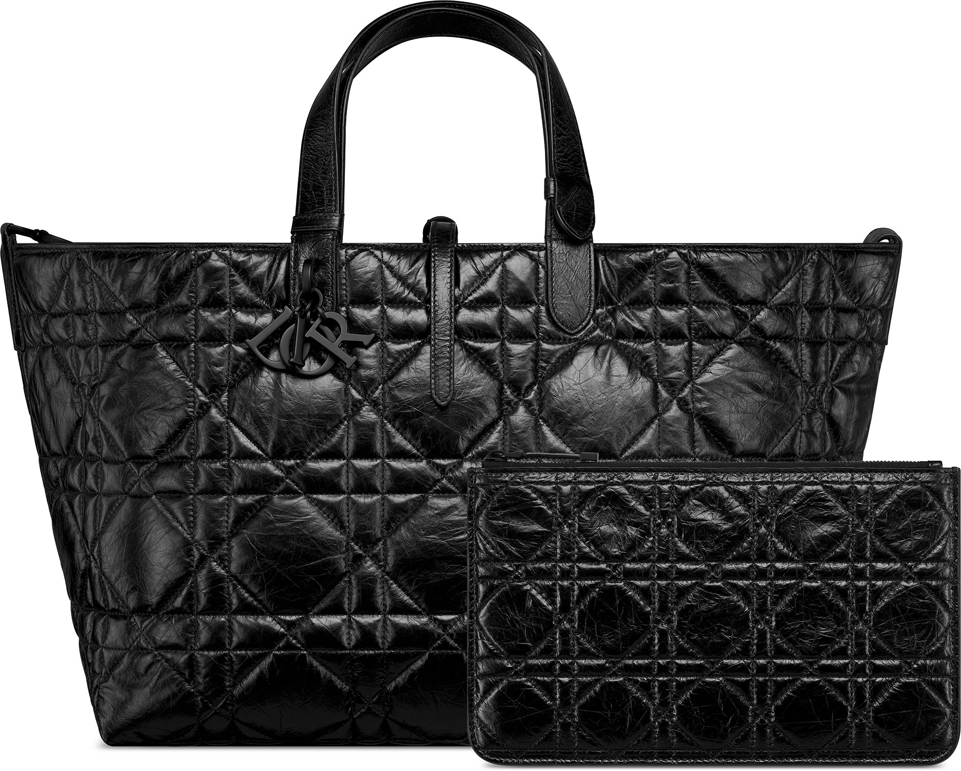 CD Toujours Small Bag 23 Diamond Black Beige Leather  280283