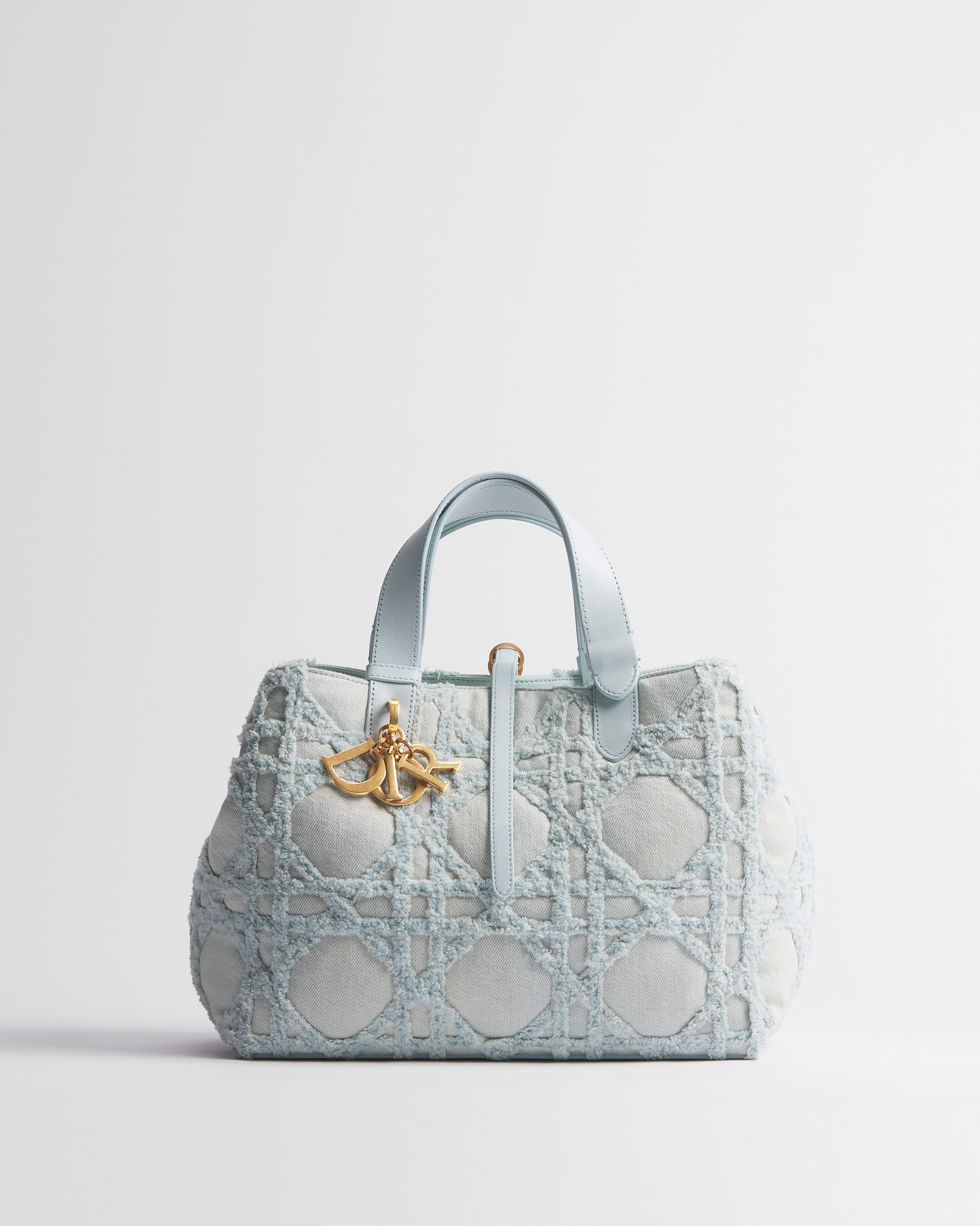 中碼 Dior Toujours 手袋 藍色 Cannage 藤格紋圖案牛仔布 E01