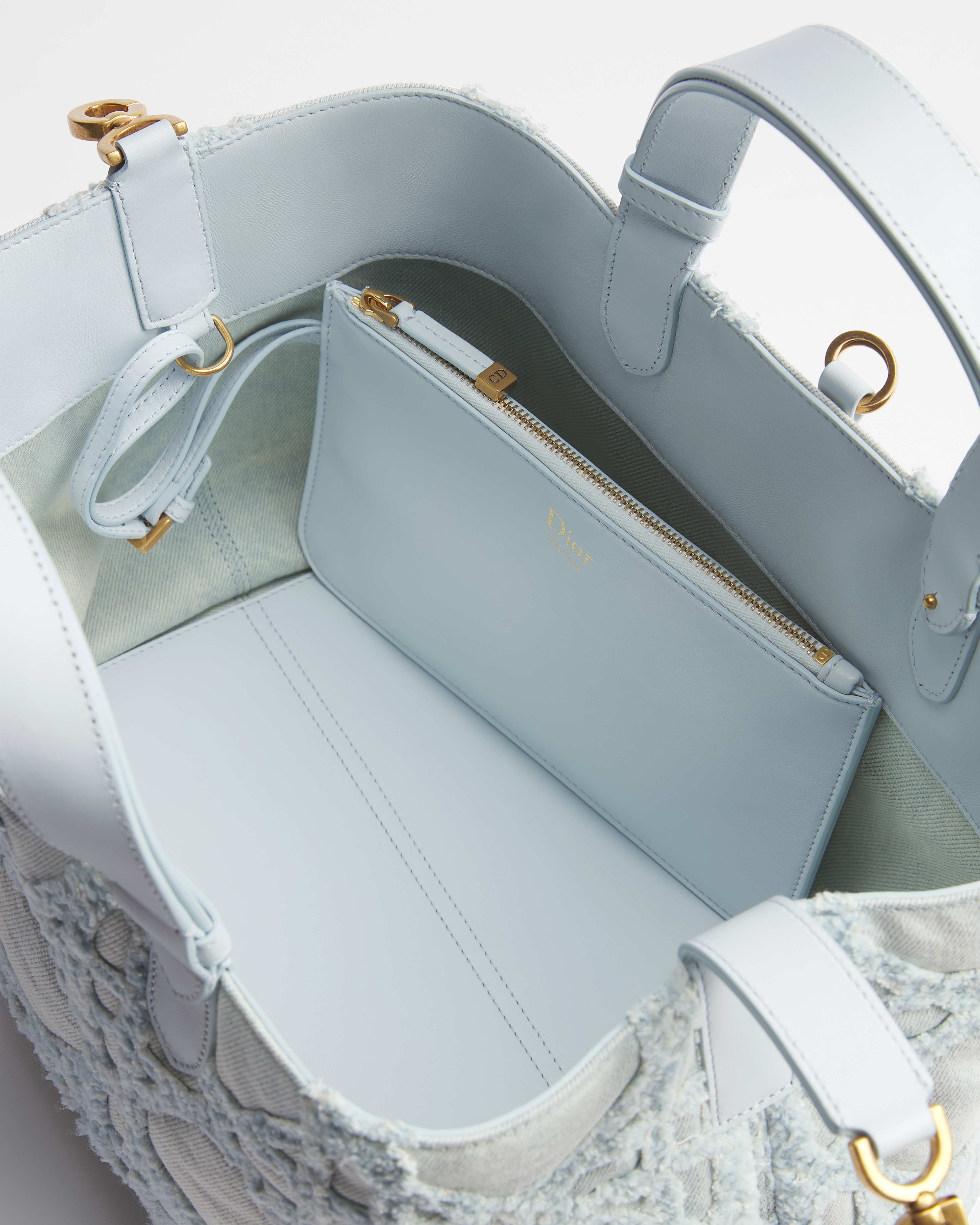 中碼 Dior Toujours 手袋 藍色 Cannage 藤格紋圖案牛仔布 E06