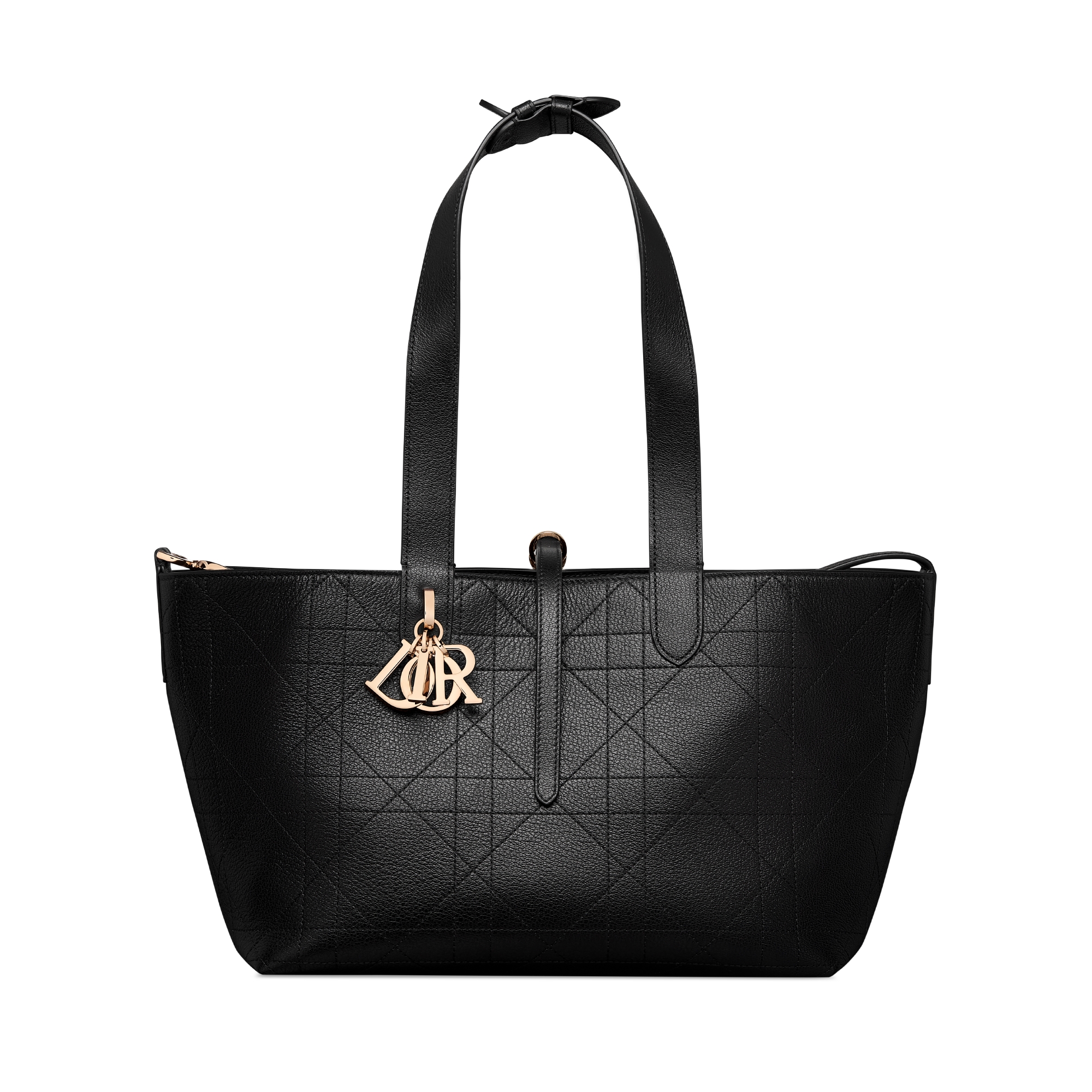 Medium Dior Toujours Bag Black Flat Macrocannage Calfskin E07
