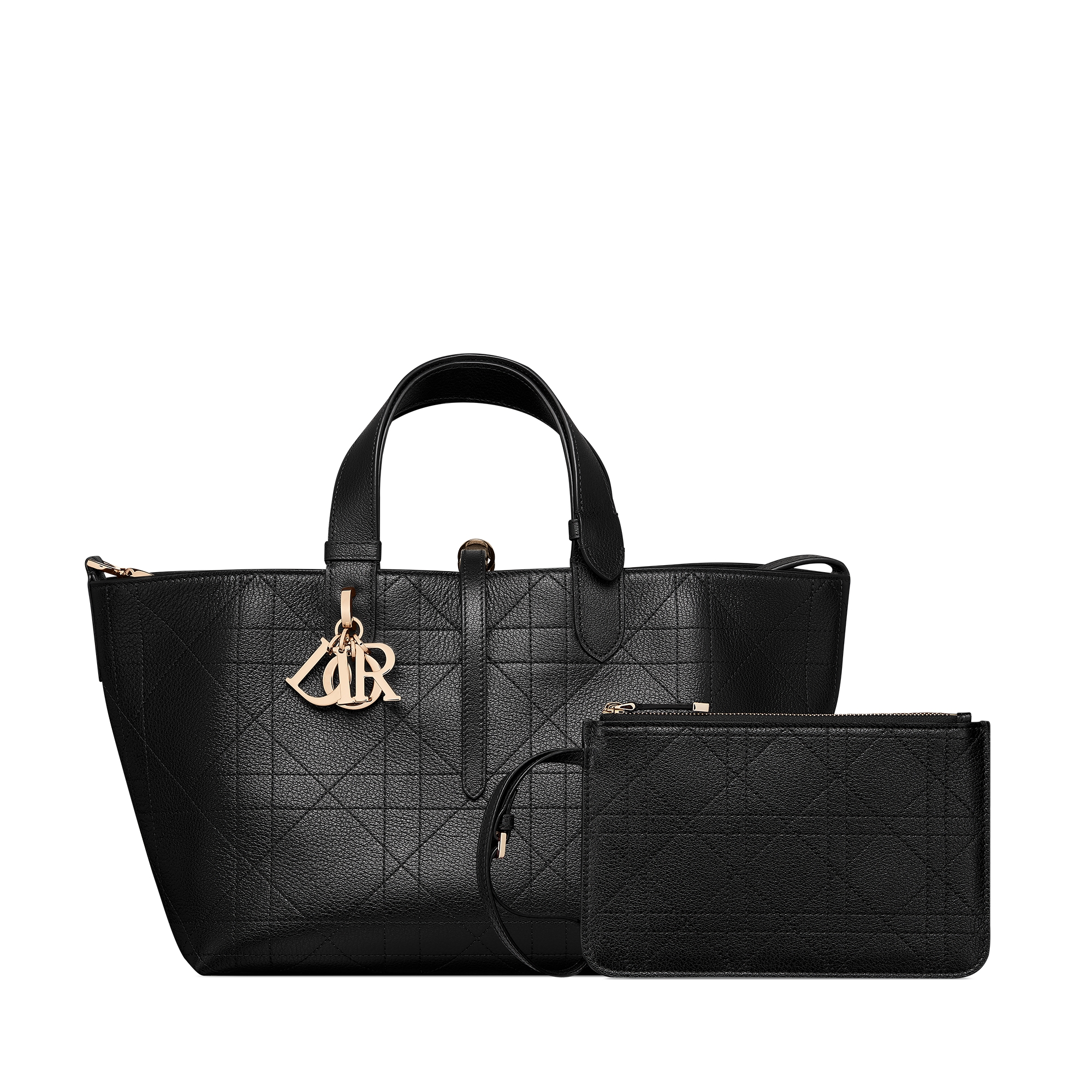 Medium Dior Toujours Bag Black Flat Macrocannage Calfskin E10
