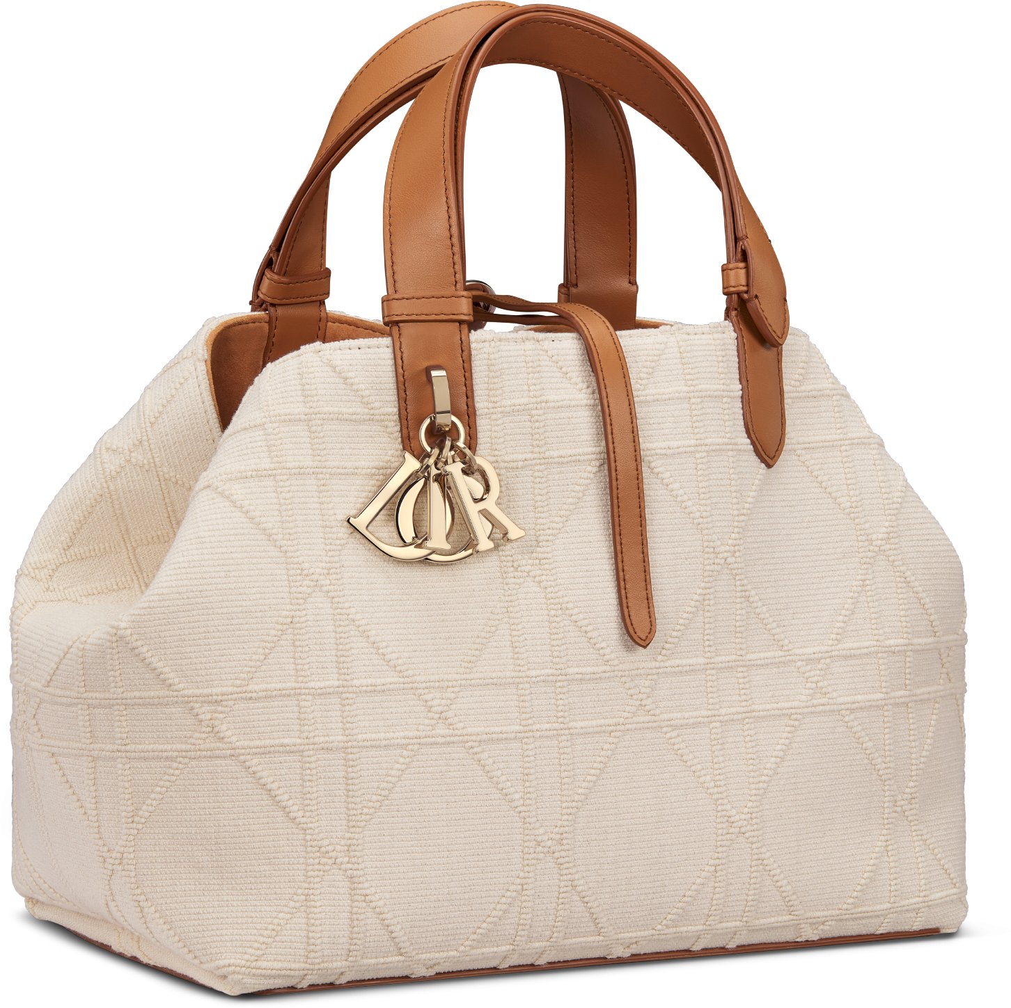 Medium Dior Toujours Bag Beige Macrocannage Pibiones-Woven Cotton