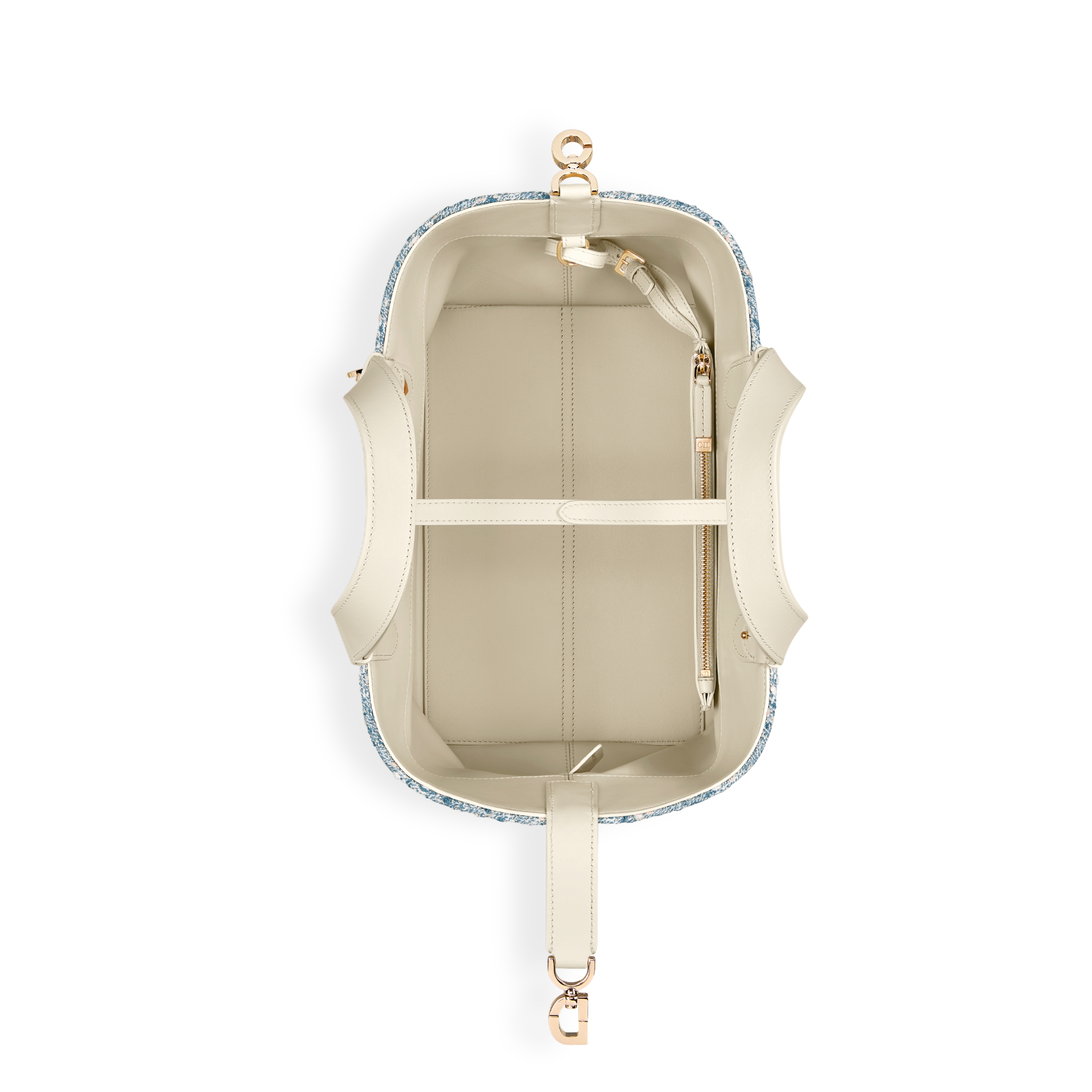 Dior Toujours 미디엄 백 셀레스티얼 블루 트위드 & 화이트 까나쥬 모티브 E06