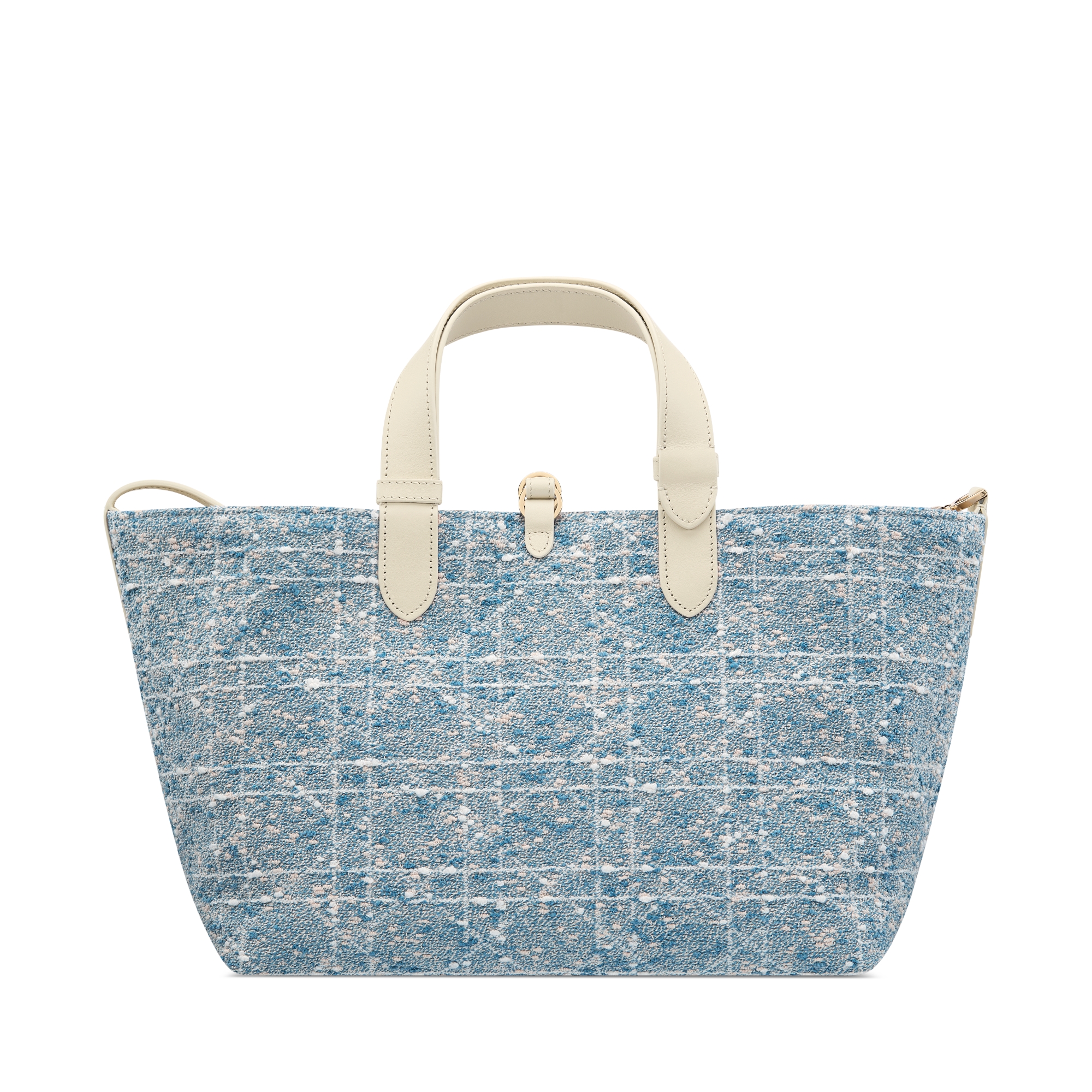 Dior Toujours 미디엄 백 셀레스티얼 블루 트위드 & 화이트 까나쥬 모티브 E08