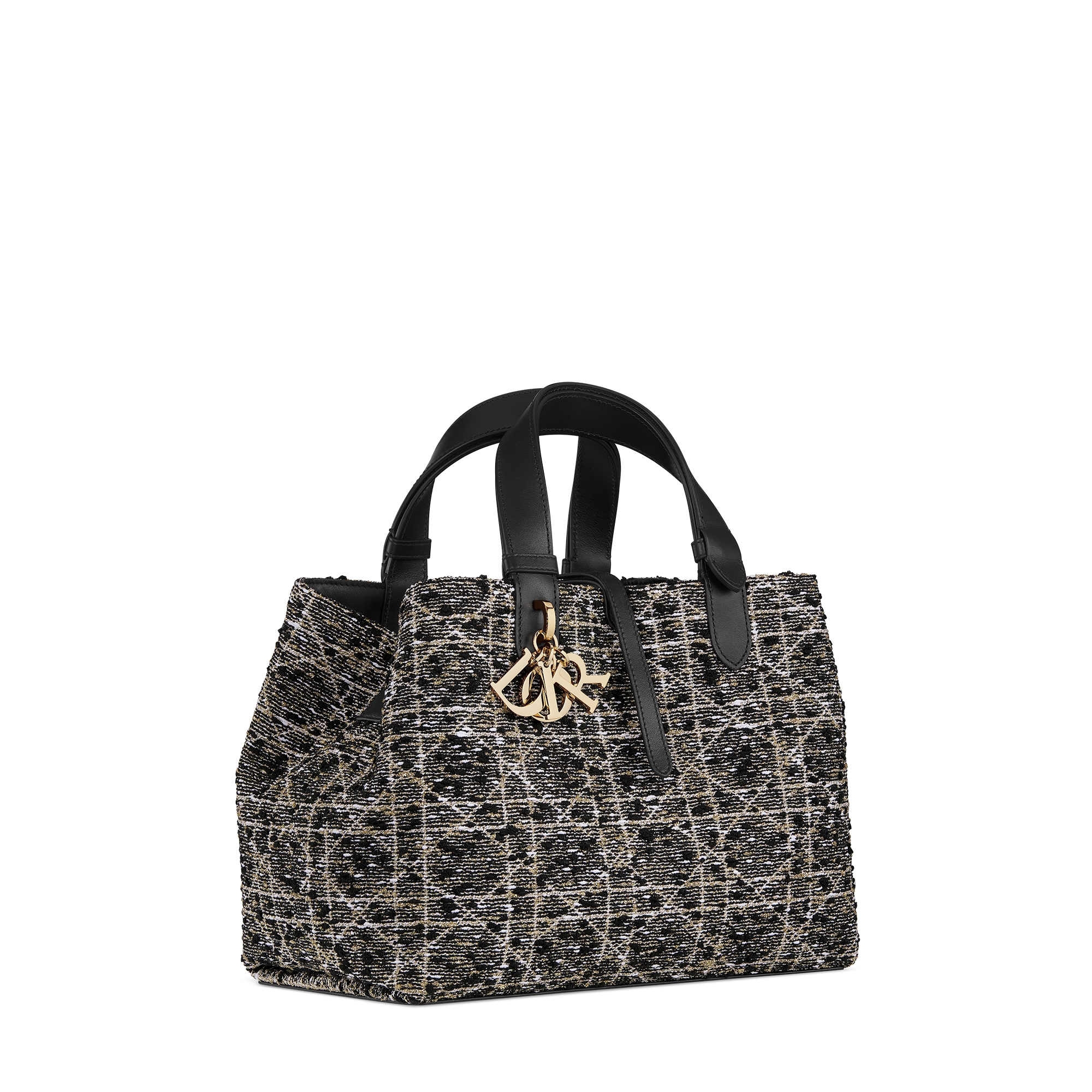  Tweed in Schwarz mit Cannage Motiv in Goldfarbe