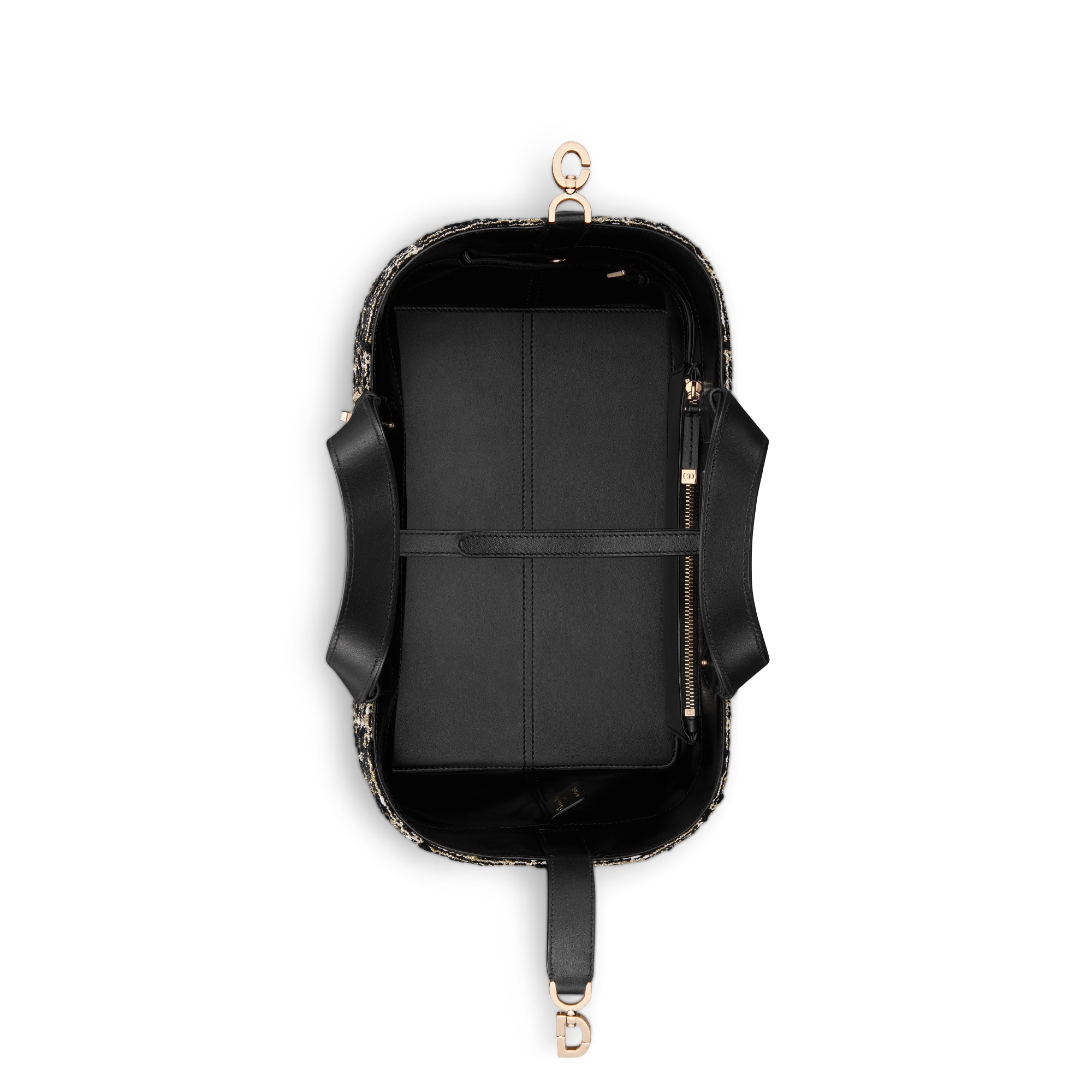 Medium Dior Toujours Bag Black Tweed with Gold-Tone Cannage Motif E06