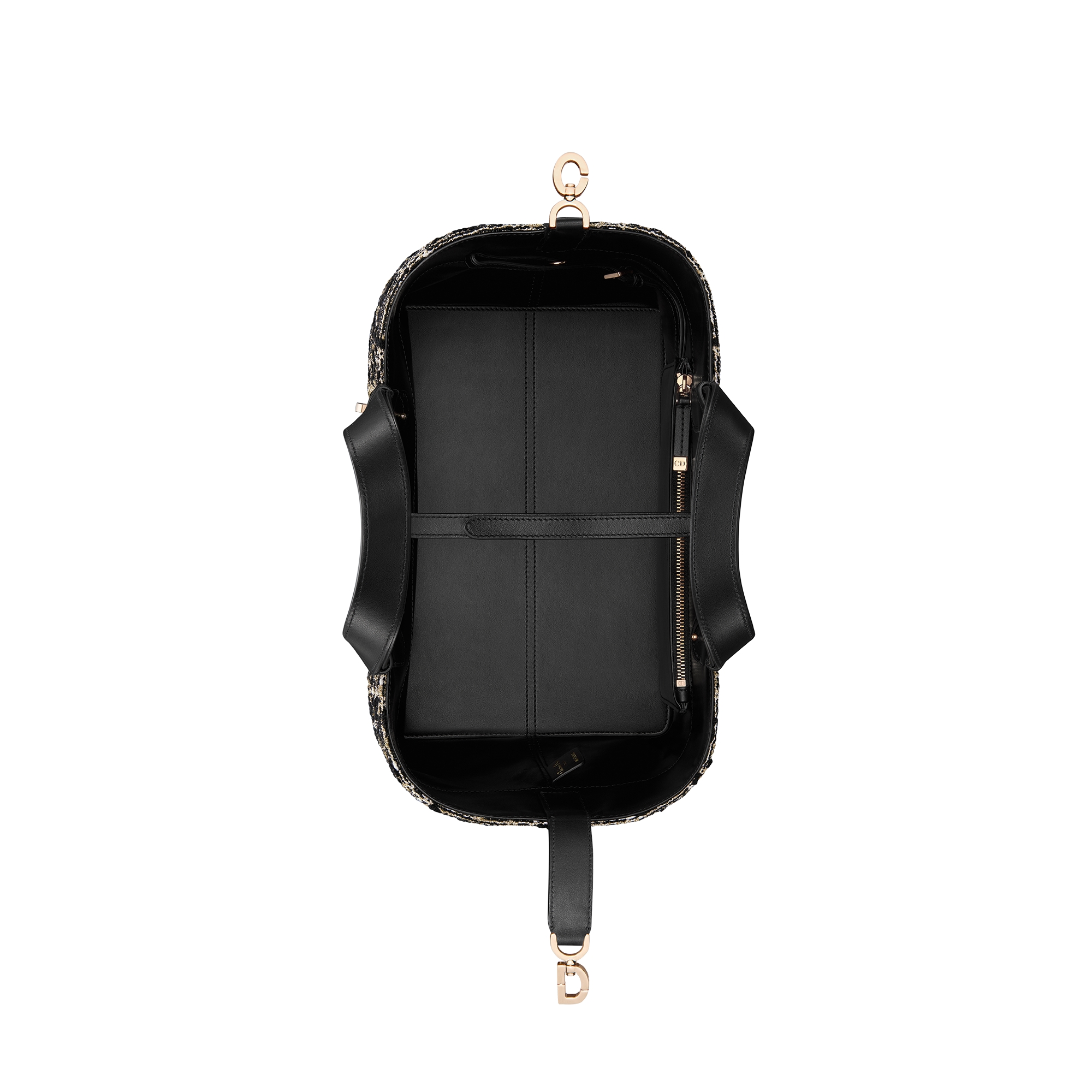 Medium Dior Toujours Bag Black Tweed with Gold-Tone Cannage Motif E06