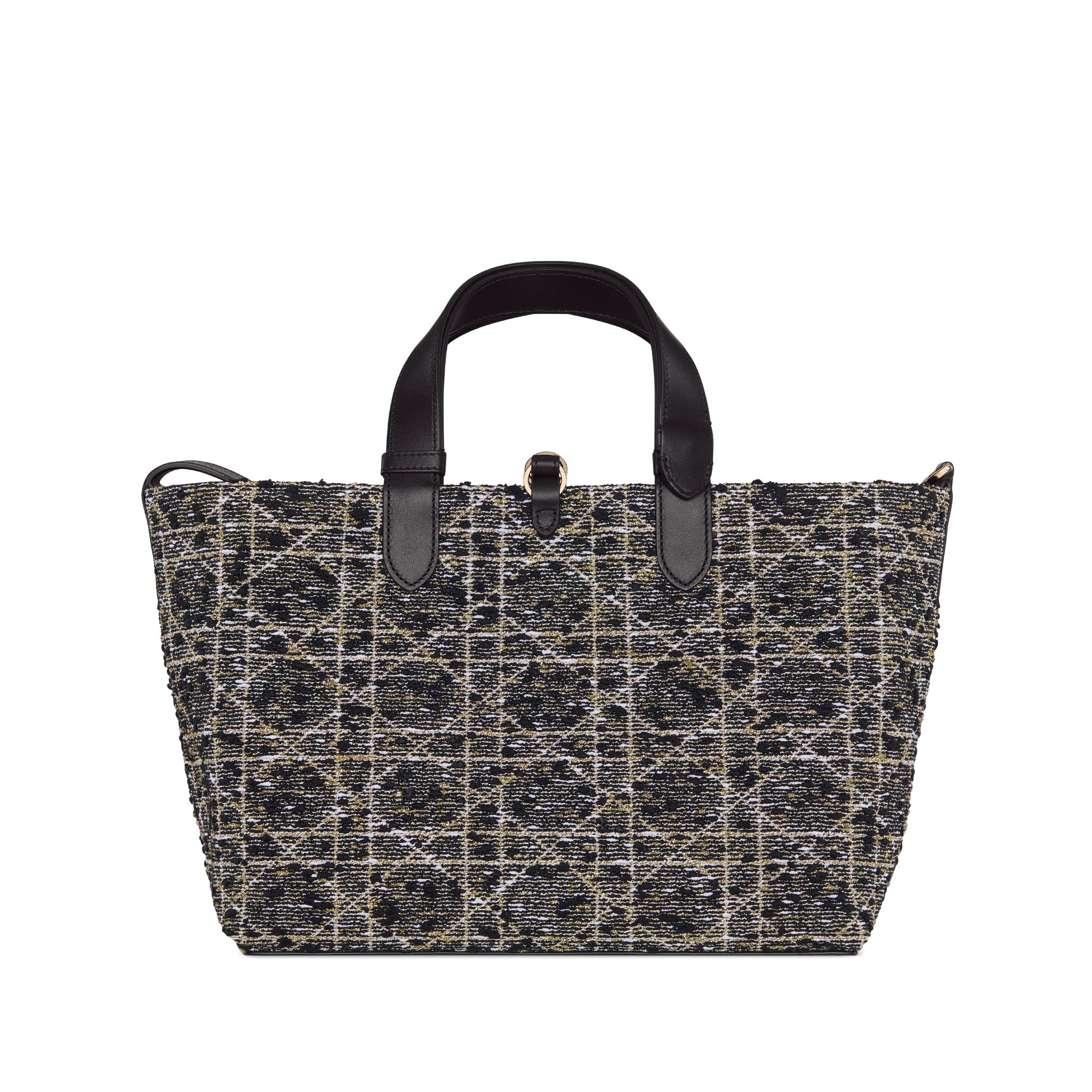 Bolsa Dior Toujours média Tweed preto com motivo Cannage dourado E08