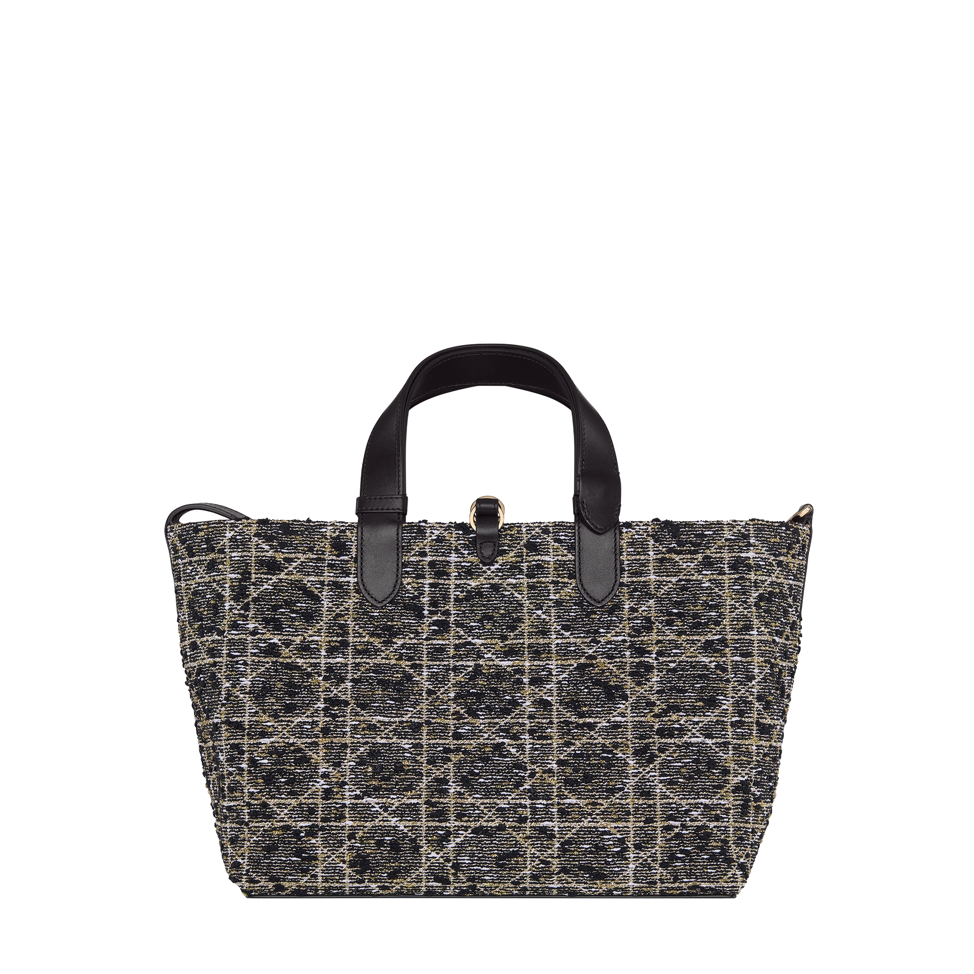 Medium Dior Toujours Bag Black Tweed with Gold-Tone Cannage Motif E08