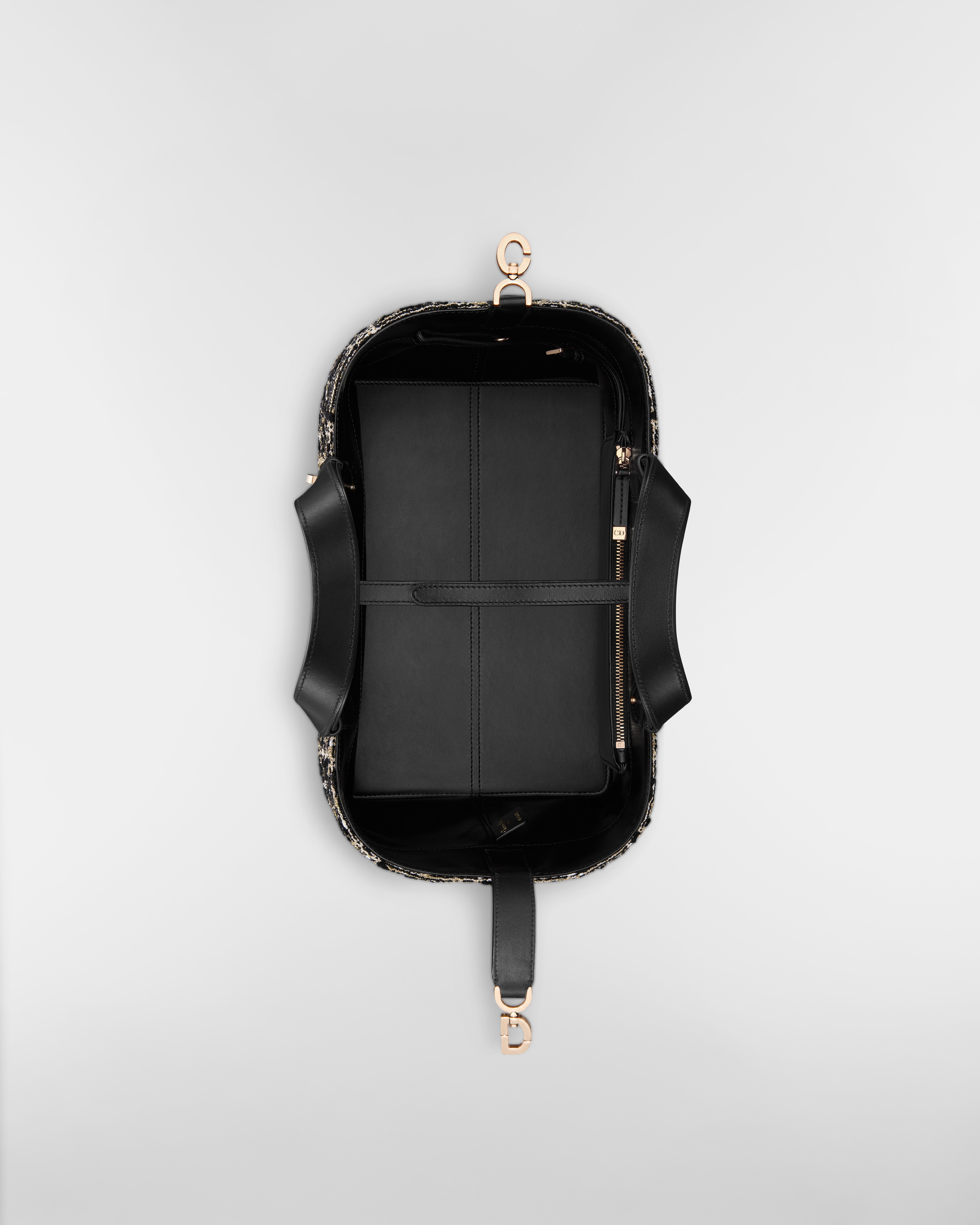 Medium Dior Toujours Bag Black Tweed with Gold-Tone Cannage Motif E06