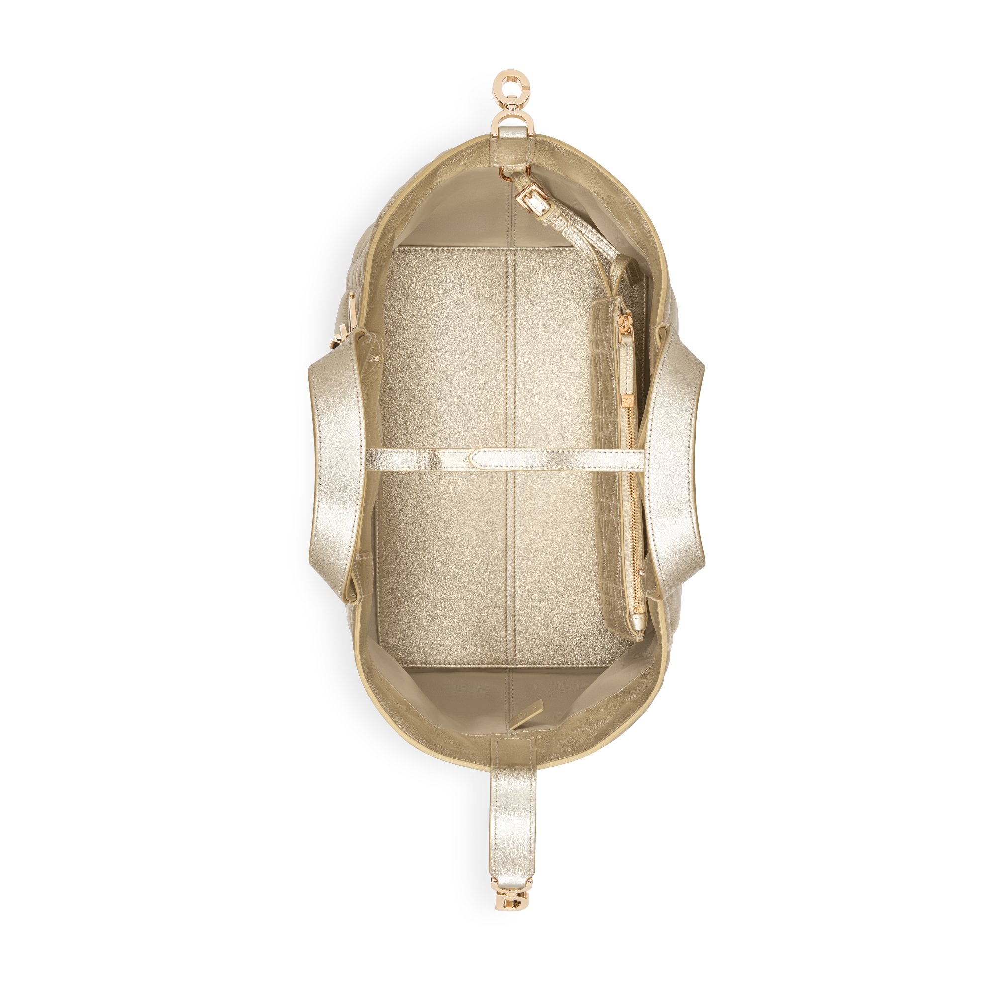 Medium Dior Toujours Bag Metallic Gold-Tone Macrocannage Calfskin E06