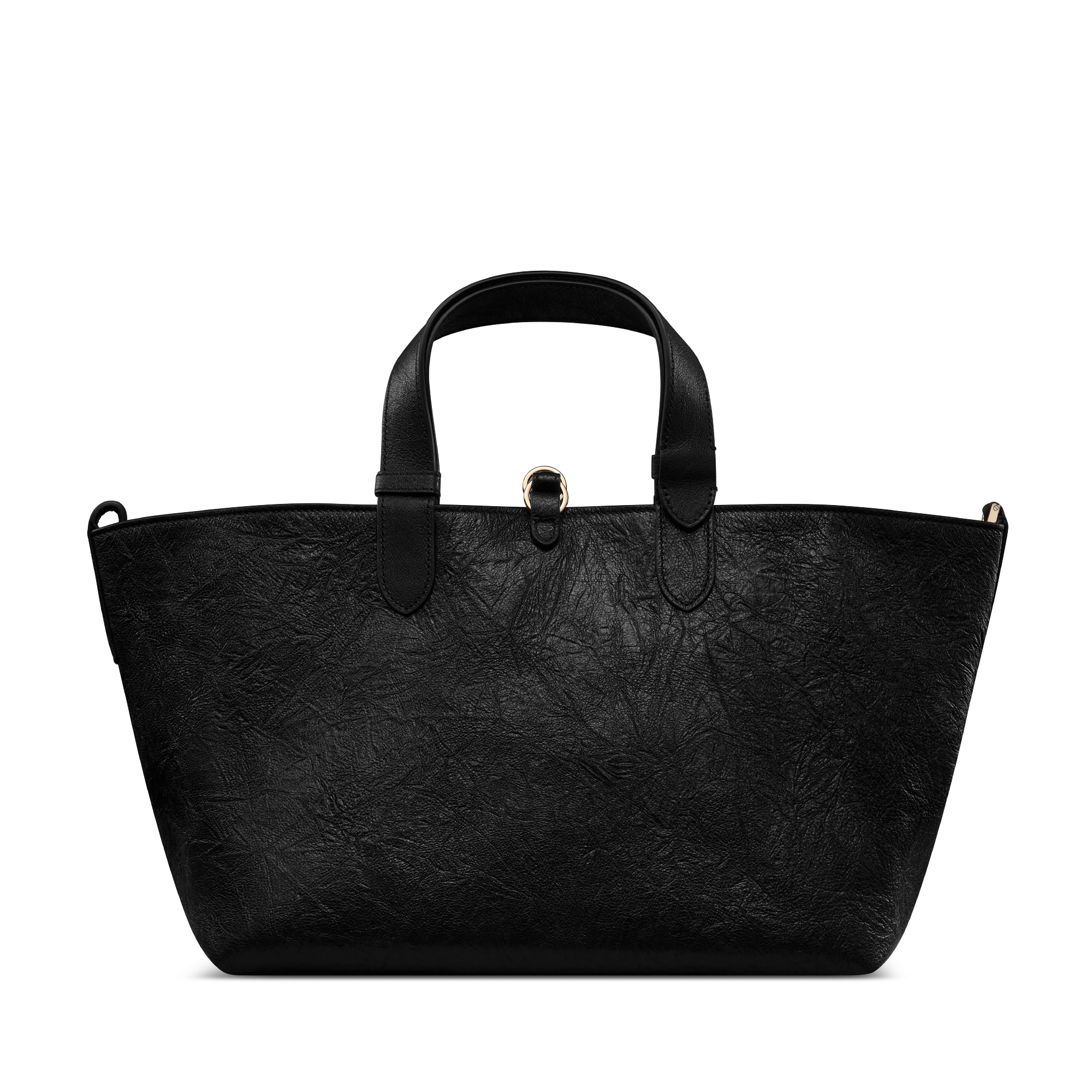 Medium Dior Toujours Bag Black Crinkled Buffalo Leather Embroidered with Three-Dimensional Flowers E08