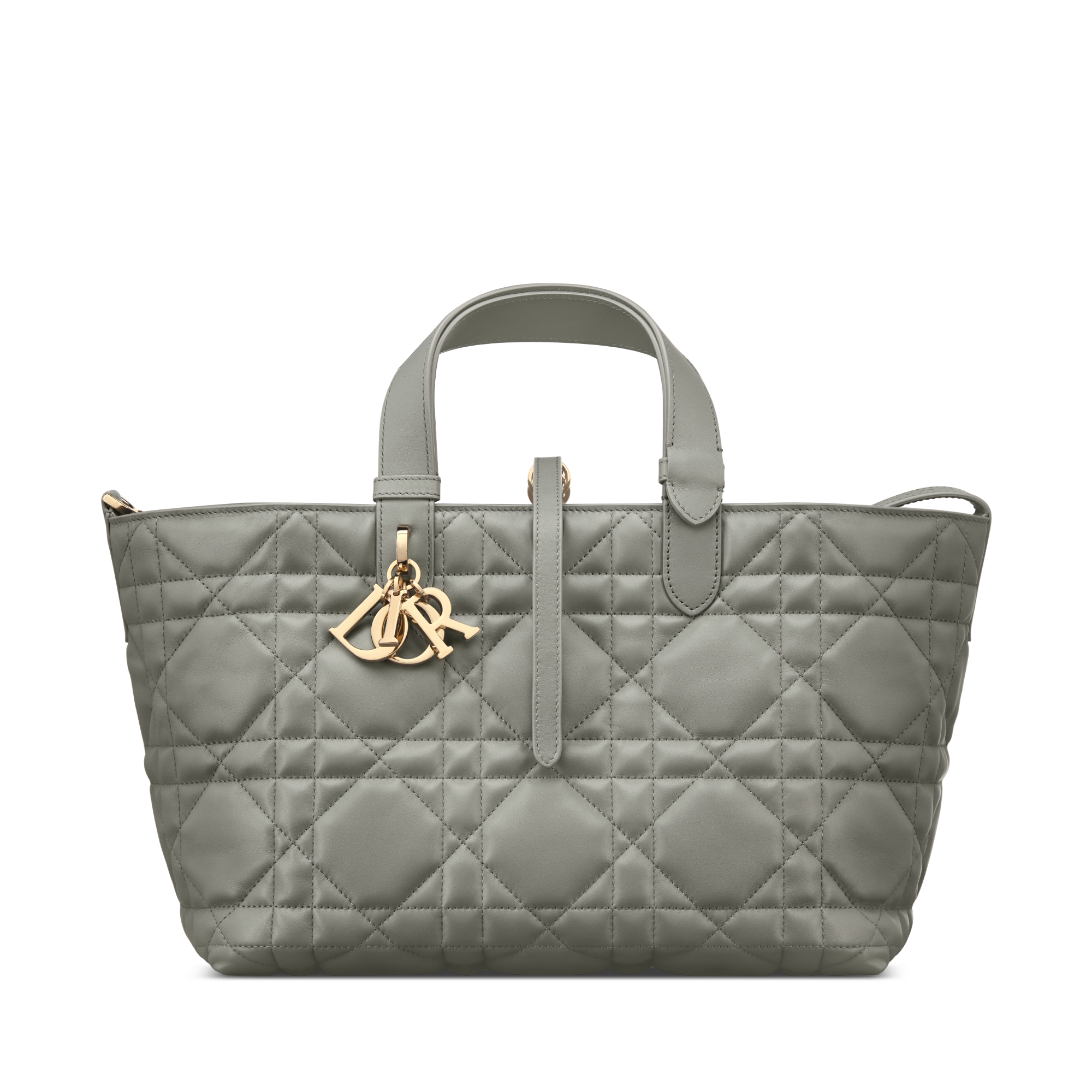 Medium Dior Toujours Bag Stone Gray Macrocannage Calfskin E01