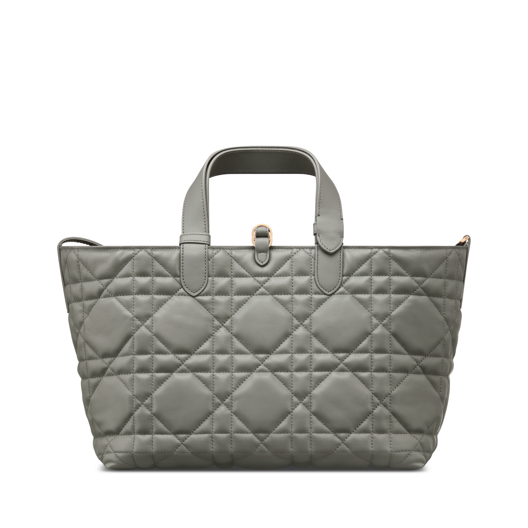 Medium Dior Toujours Bag Stone Gray Macrocannage Calfskin E08