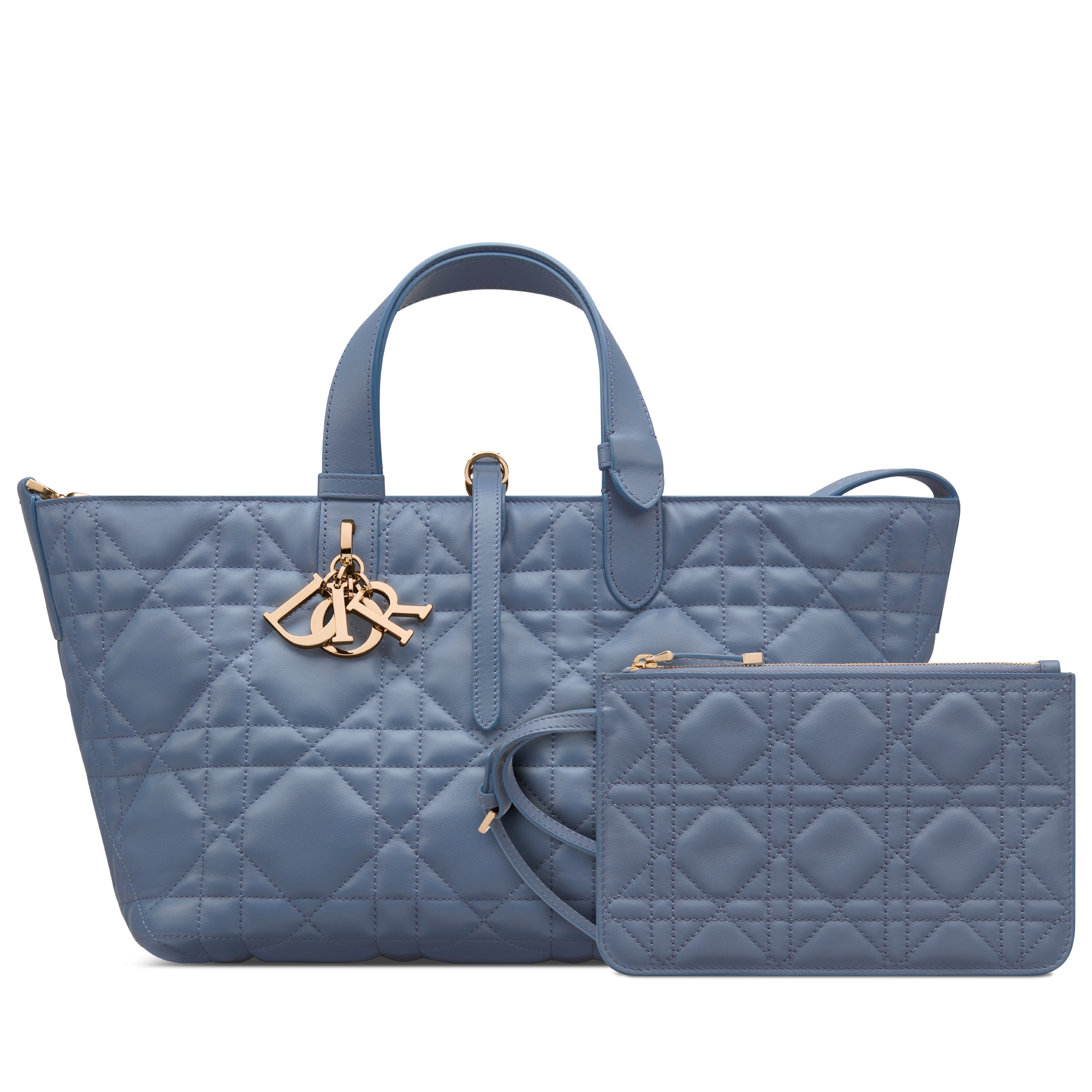 Sac Dior Toujours Medium Cuir de veau Macrocannage bleu denim E10