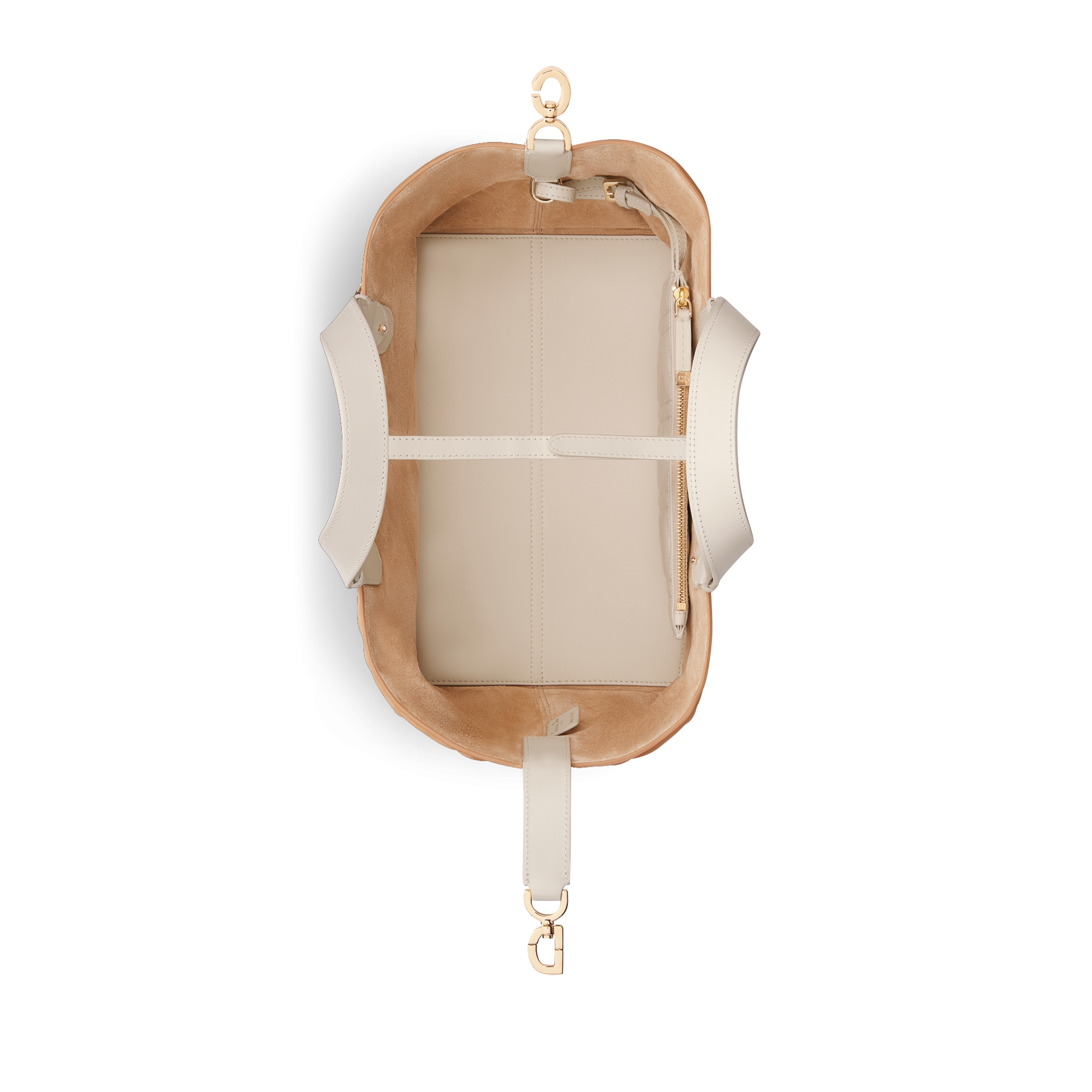 Middelgrote Dior Toujours-tas Biscuit en trenchcoat-beige kalfsleer met Macrocannage-motief E06