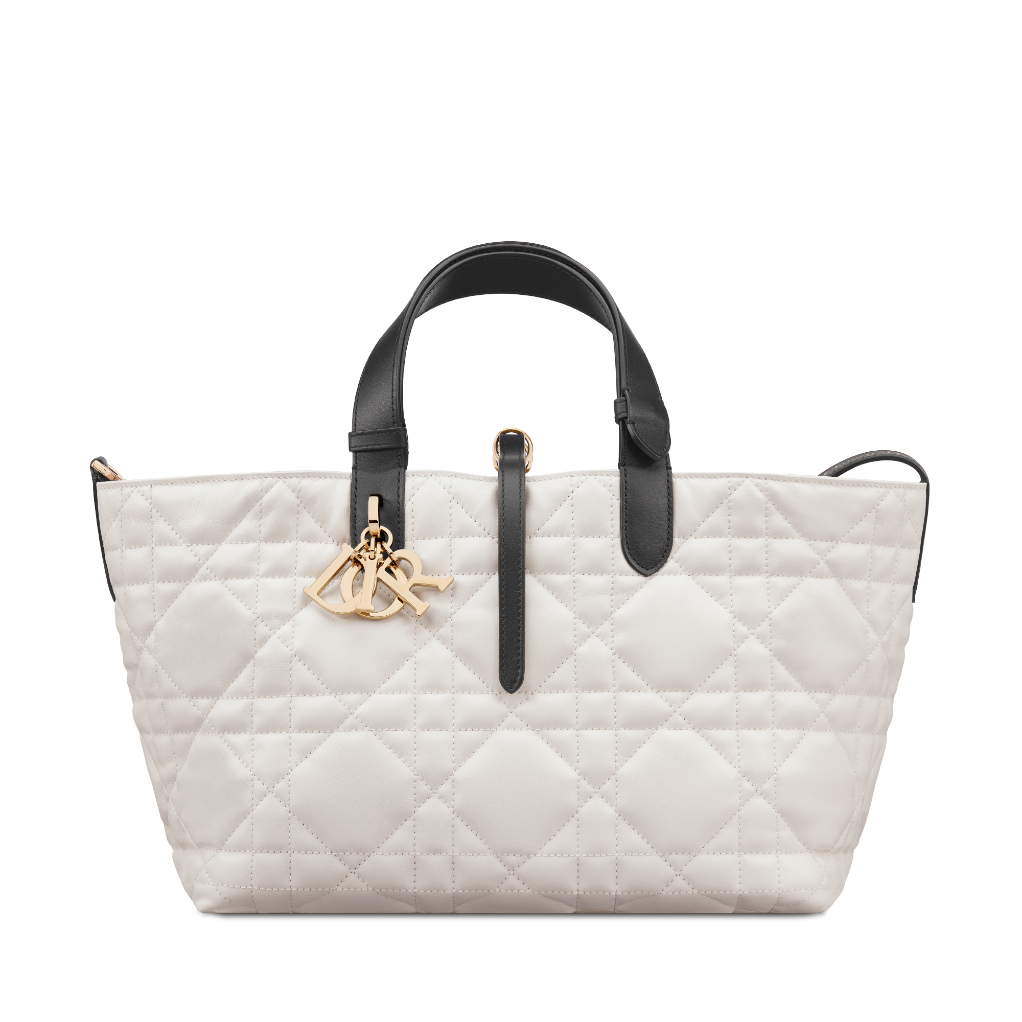 Medium Dior Toujours Bag Latte and Black Macrocannage Calfskin E01