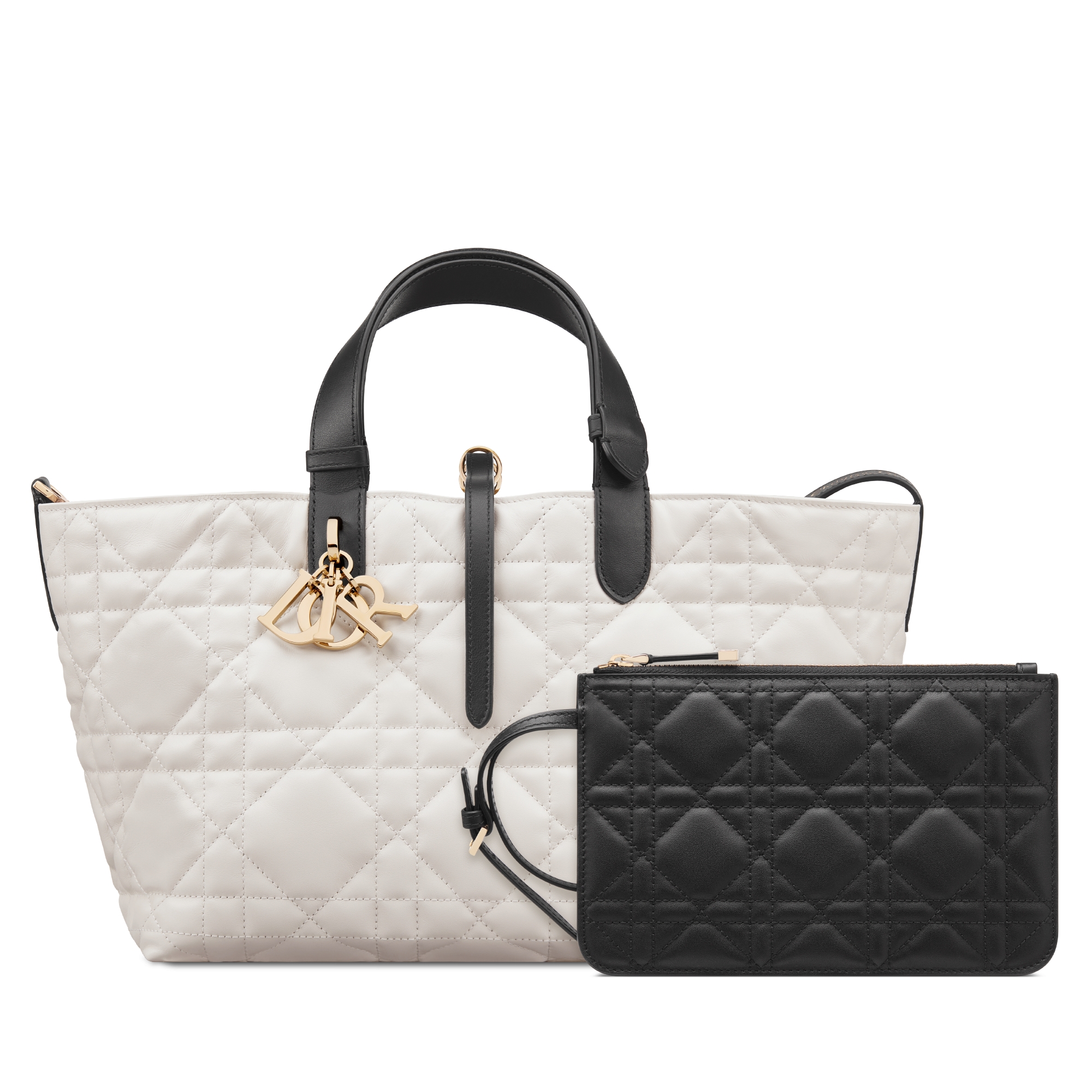 Medium Dior Toujours Bag Latte and Black Macrocannage Calfskin E10